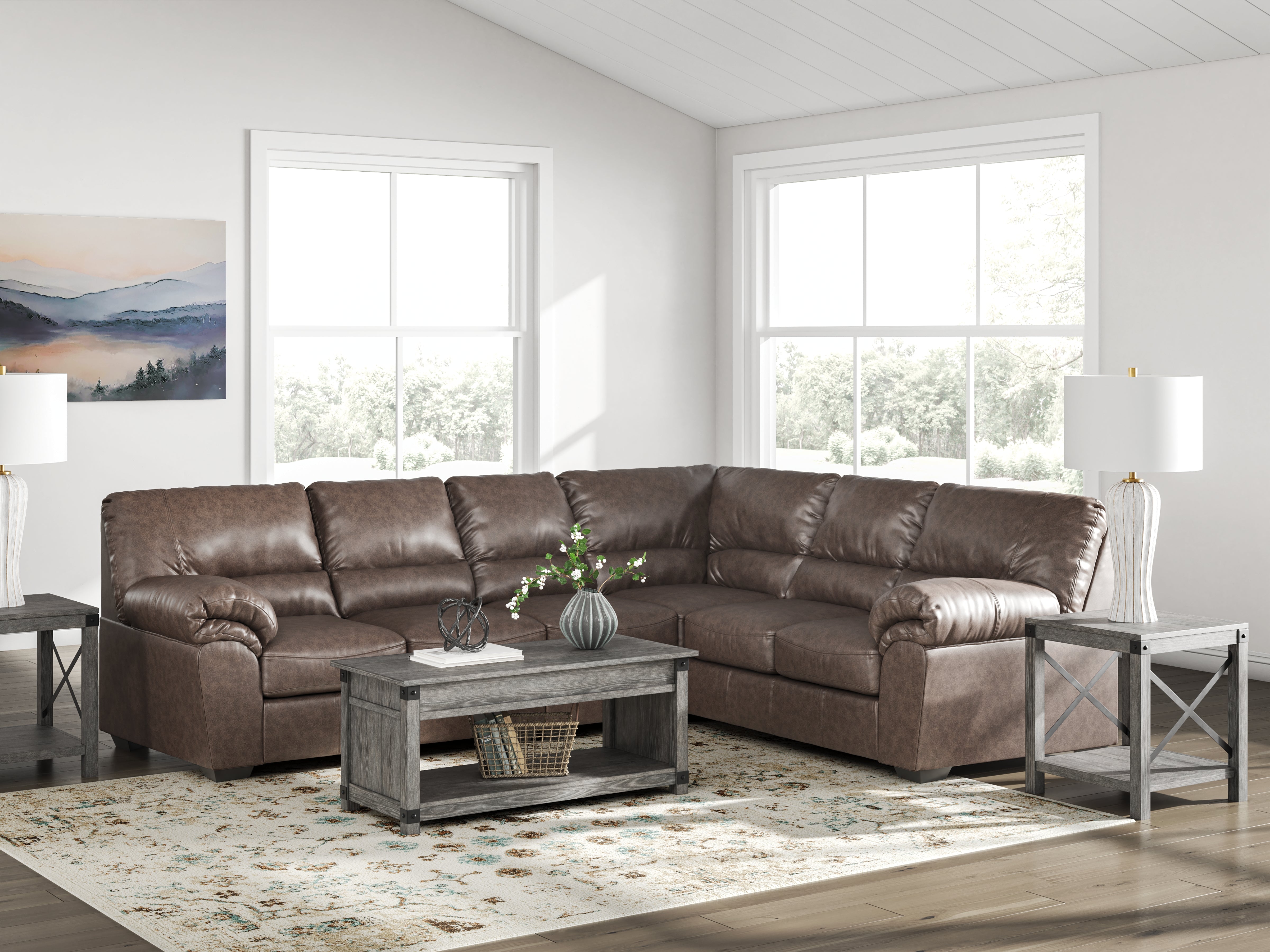 Warmstead Furniture - Ashley Furniture - WillowBend Sectional - RAF 3-Piece Sectional / Umber - PC27705S3