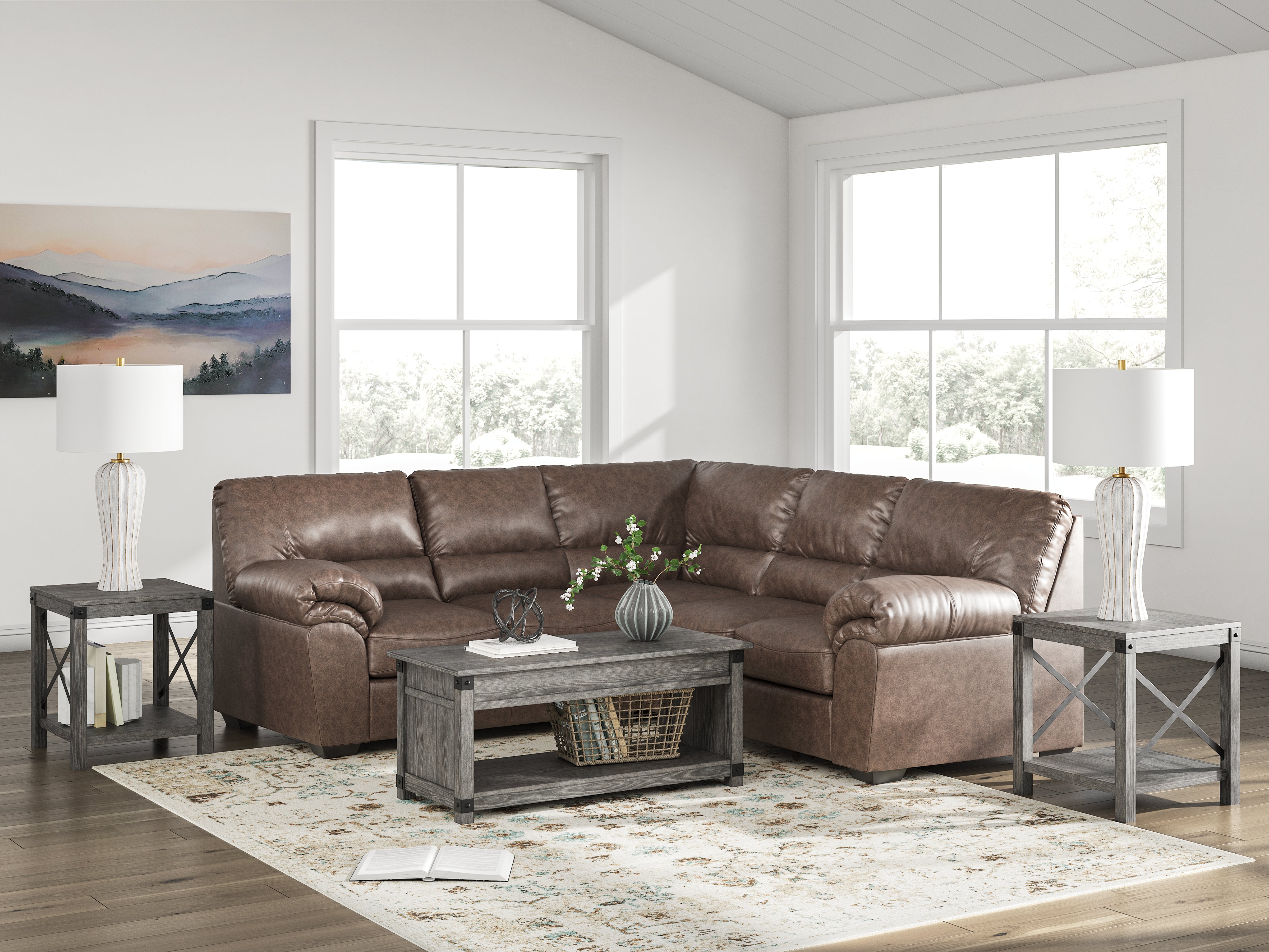 Warmstead Furniture - Ashley Furniture - WillowBend Sectional - RAF 2-Piece Sectional / Umber - PC27705S1