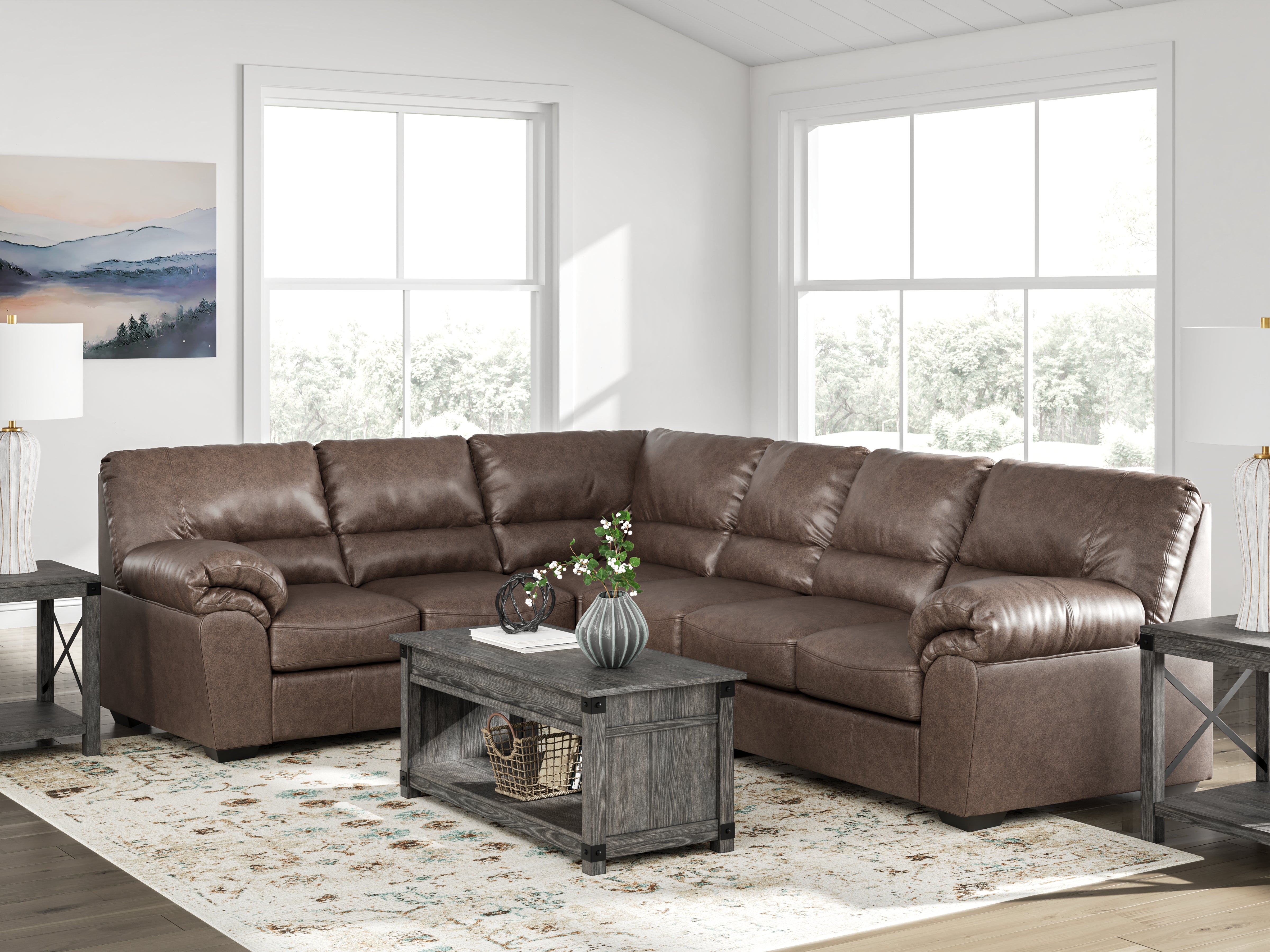 Warmstead Furniture - Ashley Furniture - WillowBend Sectional - LAF 3-Piece Sectional / Umber - PC27705S4