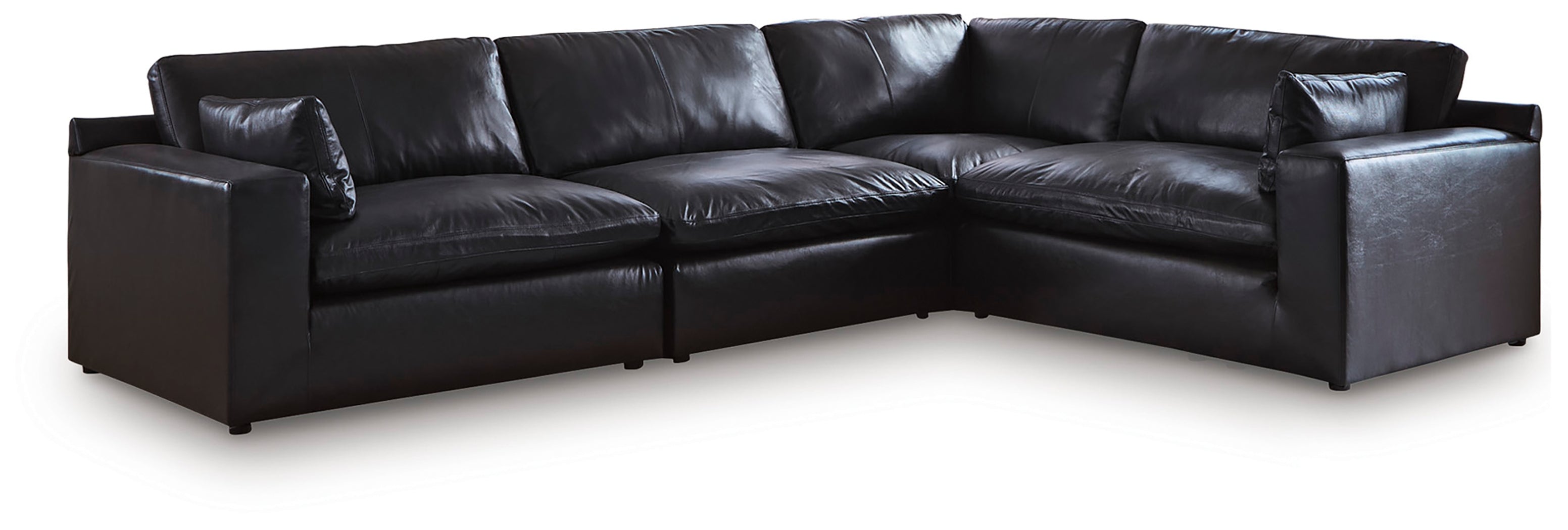 Warmstead Furniture - Ashley Furniture - Emilia Sectional - RAF 4-Piece Sectional / Black - 30902S3