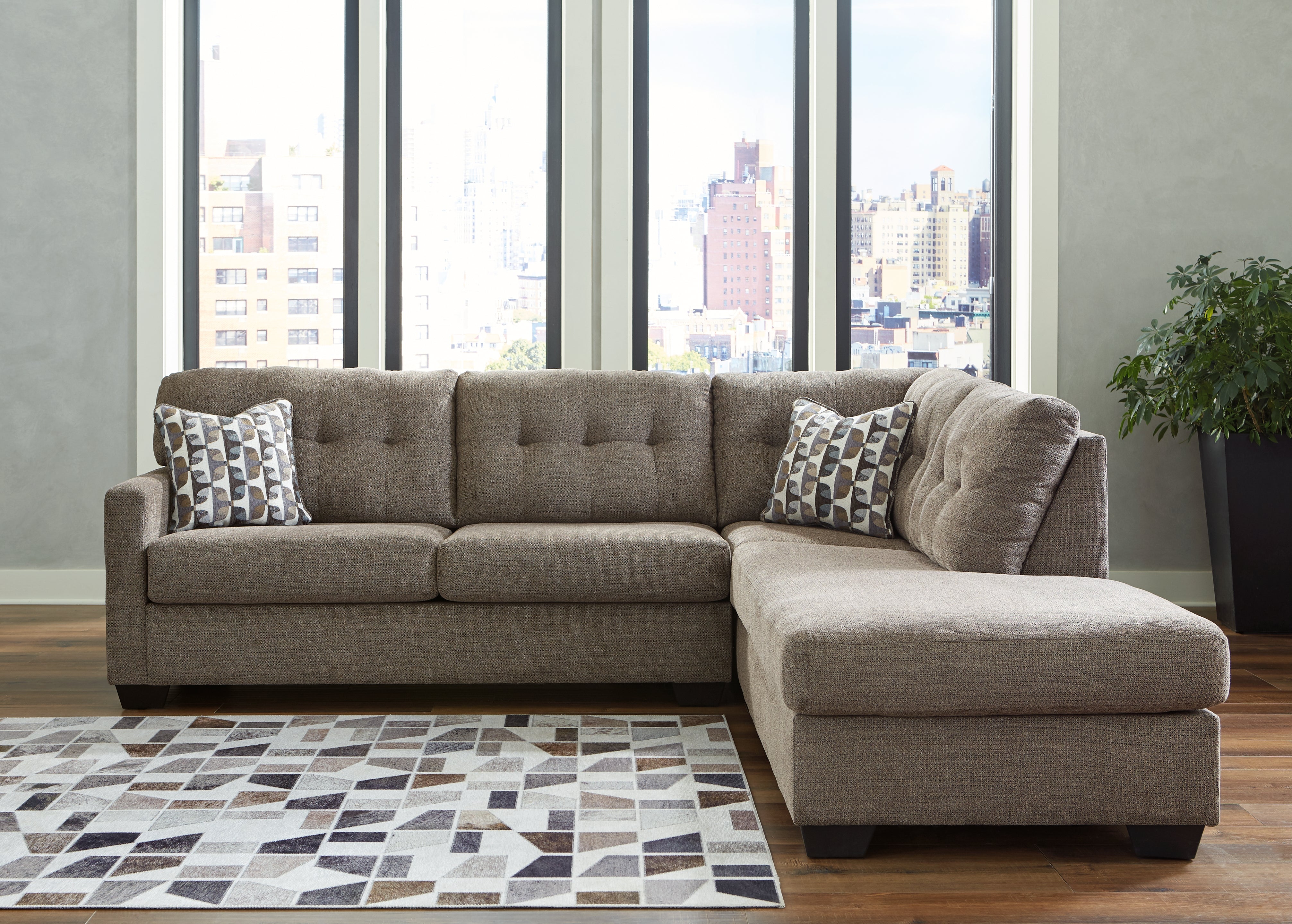 Warmstead Furniture - Ashley Furniture - Mahoney Sectional - LAF 2-Piece Sectional with Chaise / Chocolate - 31005S2
