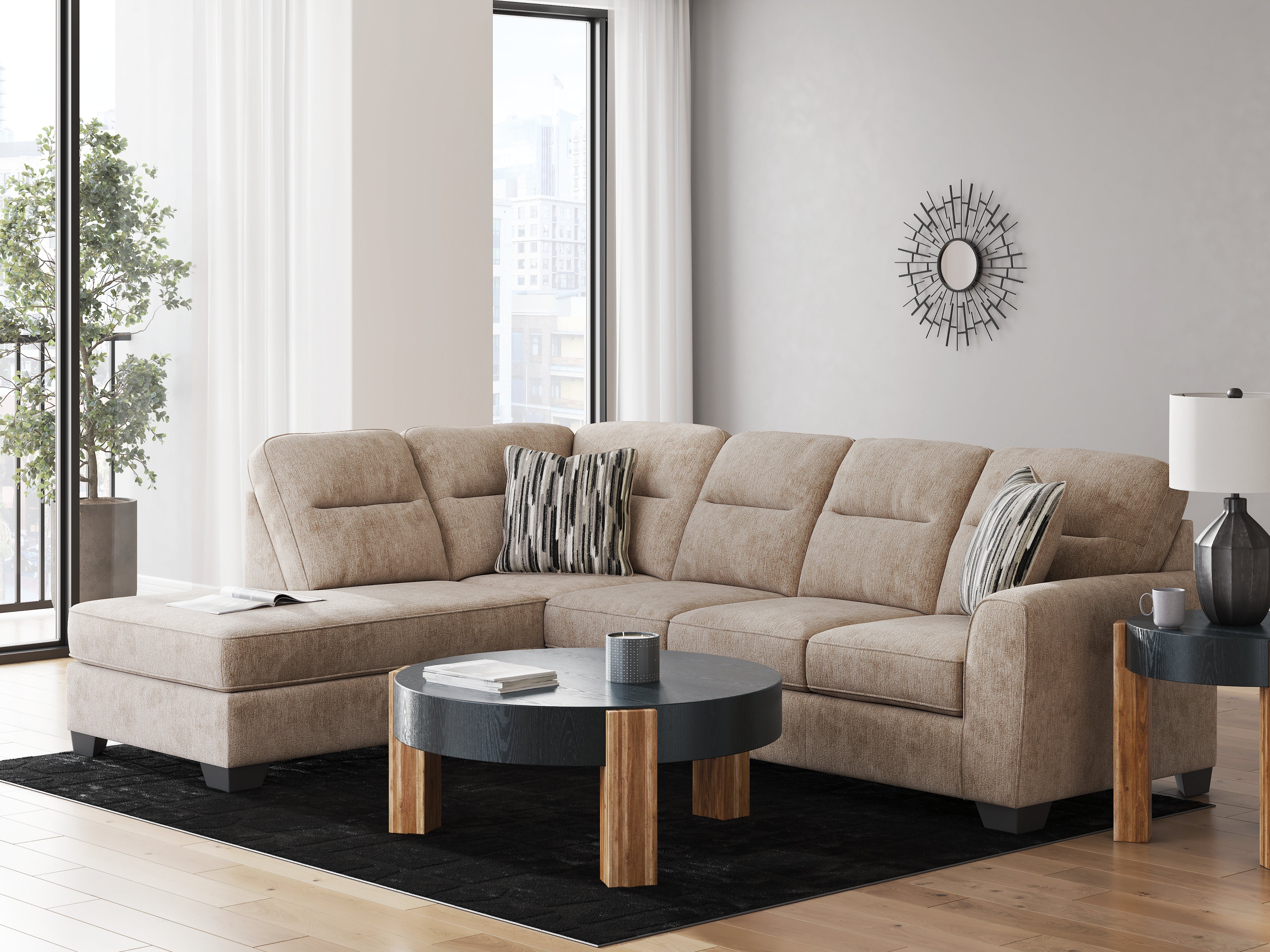 Warmstead Furniture - Ashley Furniture - Olten Sectional - RAF 2-Piece Sectional with Chaise / Mocha - 31304S1