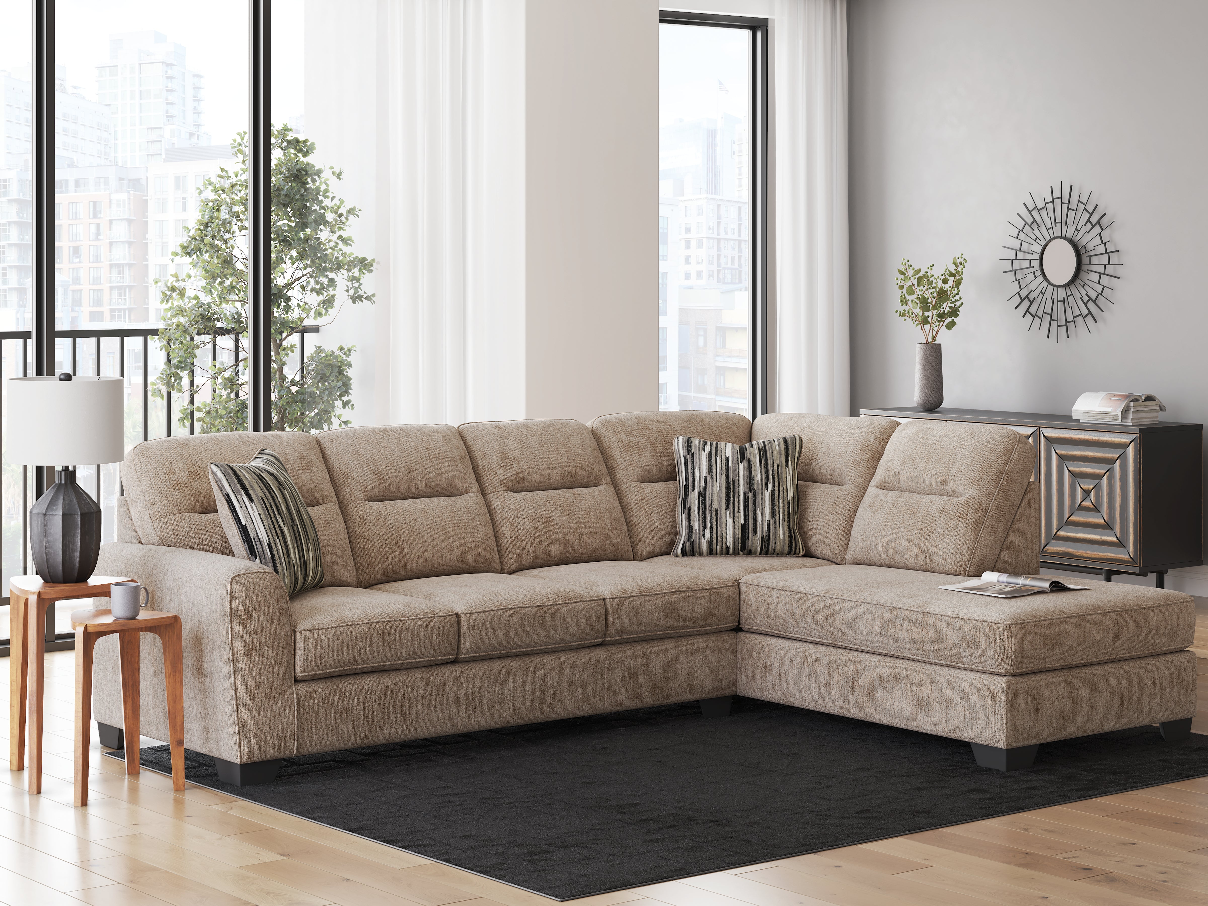 Warmstead Furniture - Ashley Furniture - Olten Sectional - LAF 2-Piece Sectional with Chaise / Mocha - 31304S2