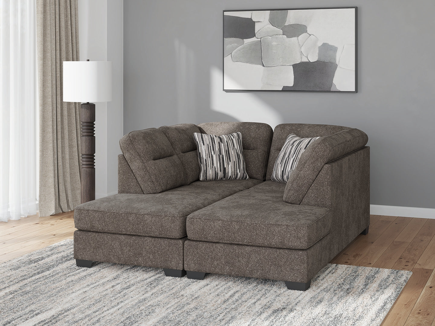 Warmstead Furniture - Ashley Furniture - Olten Sectional - RAF 2-Piece Super Chaise / Graphite - 31305S3
