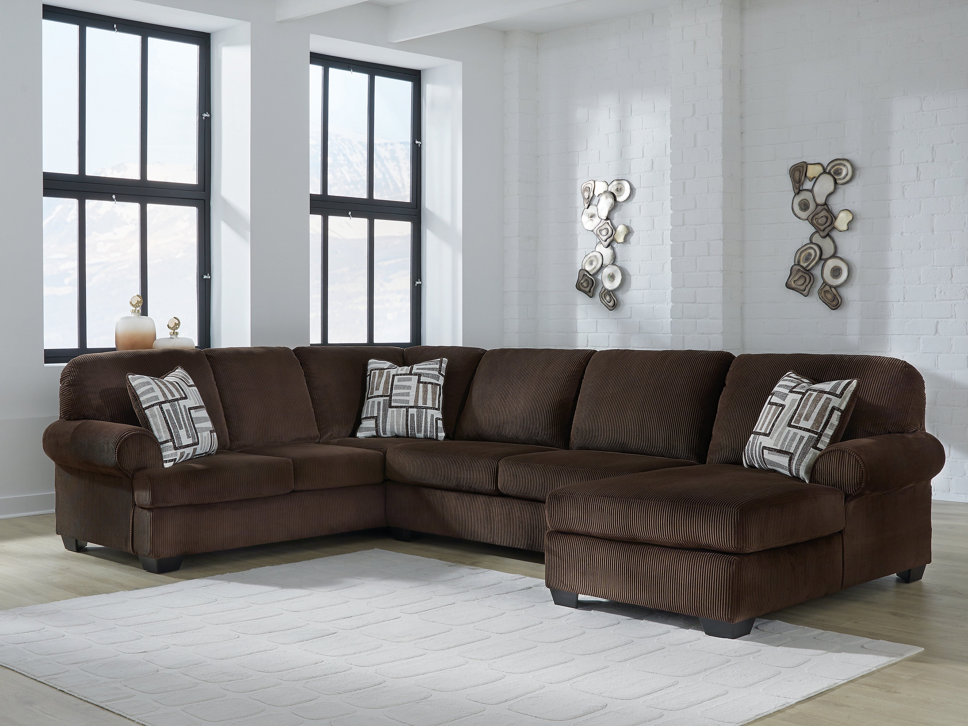 Warmstead Furniture - Ashley Furniture - Kimlee Sectional - LAF 3-Piece Sectional with Chaise / Chocolate - PC35603S2