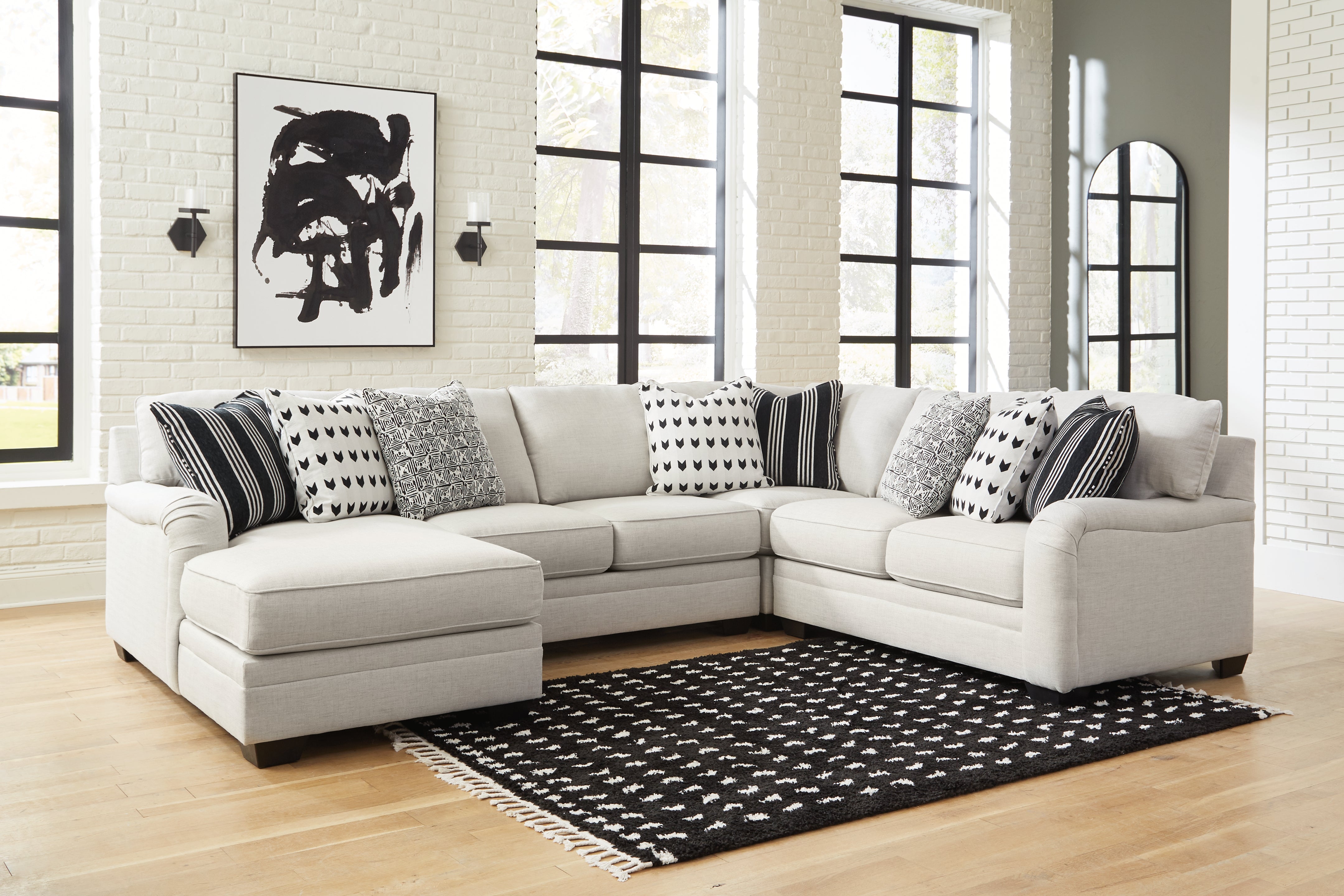 Warmstead Furniture - Ashley Furniture - Huntsworth Sectional - RAF 4-Piece Sectional with Chaise / Dove Gray - 39702S3