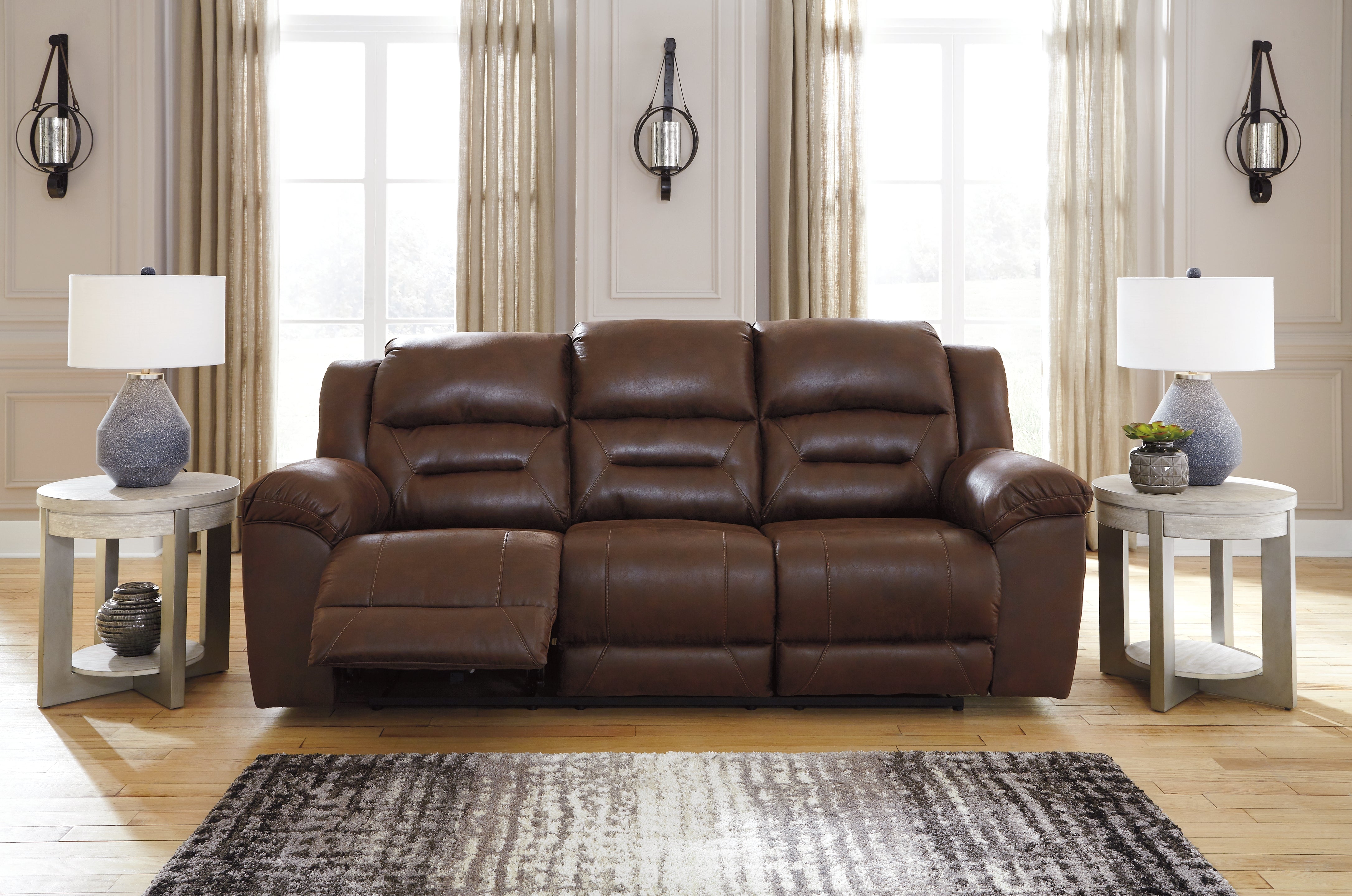Warmstead Furniture - Ashley Furniture - Stoneland Living Room - Reclining Sofa / Chocolate - 3990488