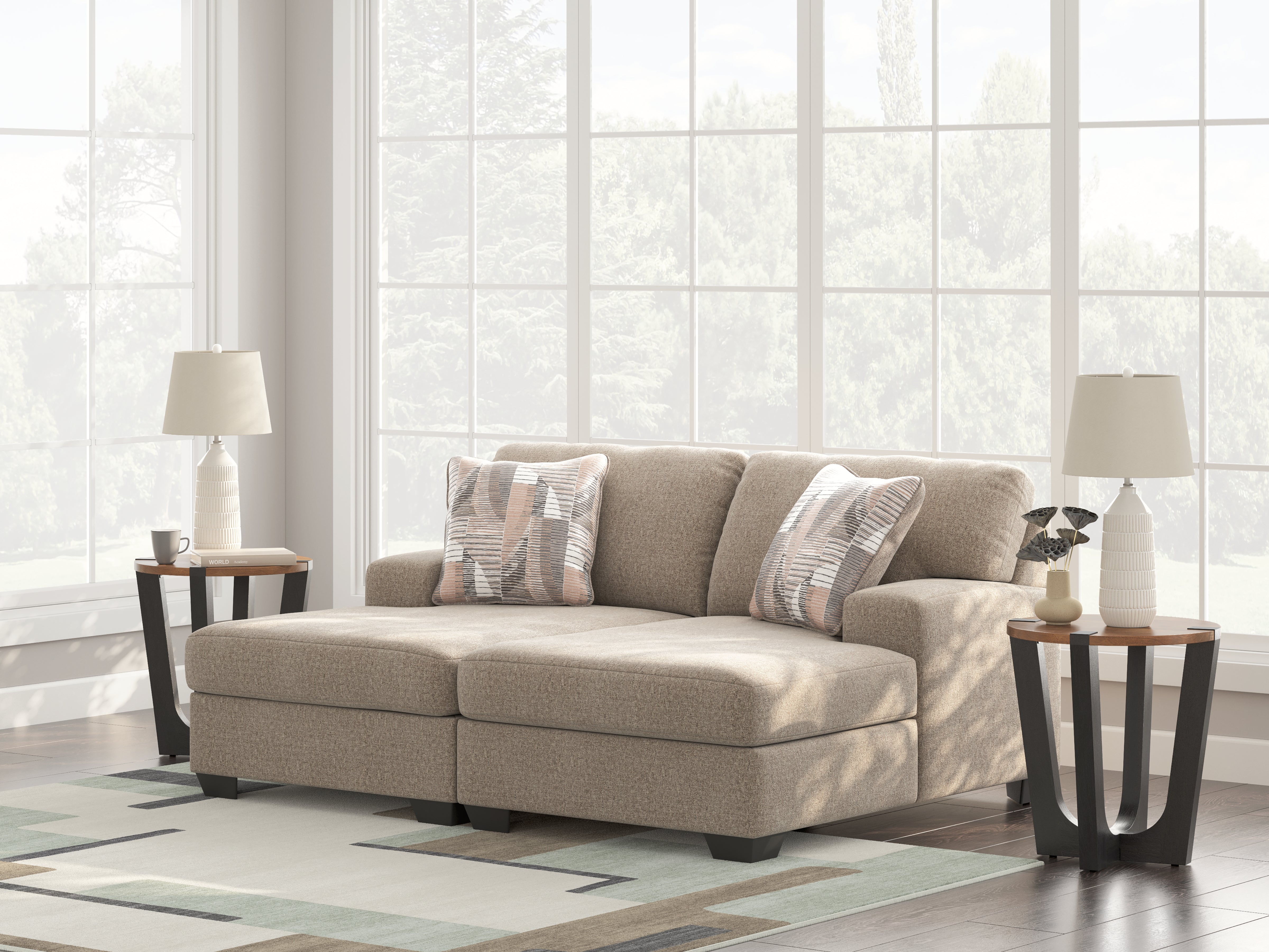 Warmstead Furniture - Ashley Furniture - Newellen Sectional - RAF 2-Piece Super Chaise / Hemp - 48404S4