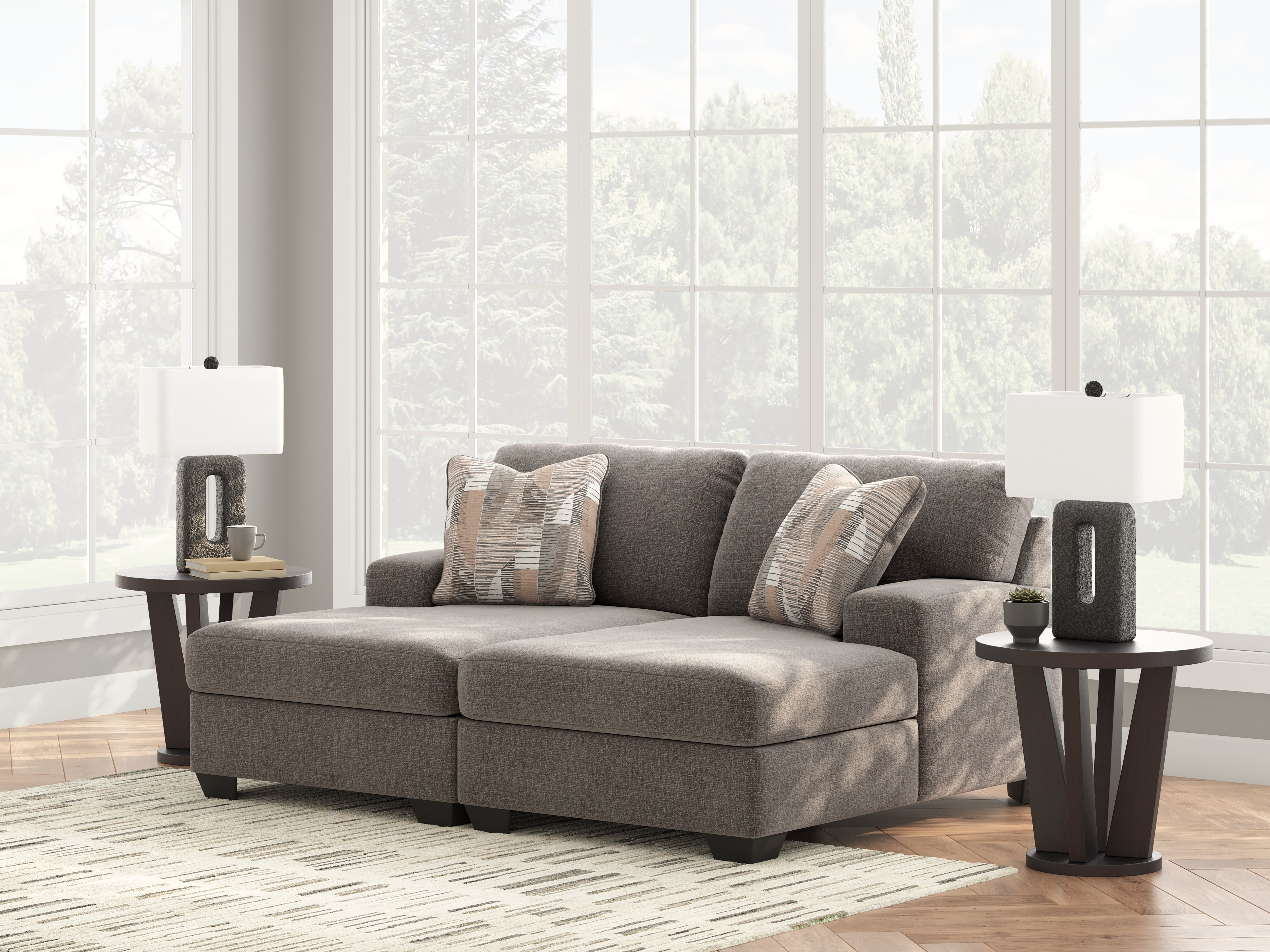 Warmstead Furniture - Ashley Furniture - Newellen Sectional - RAF 2-Piece Super Chaise / Greystone - 48405S4