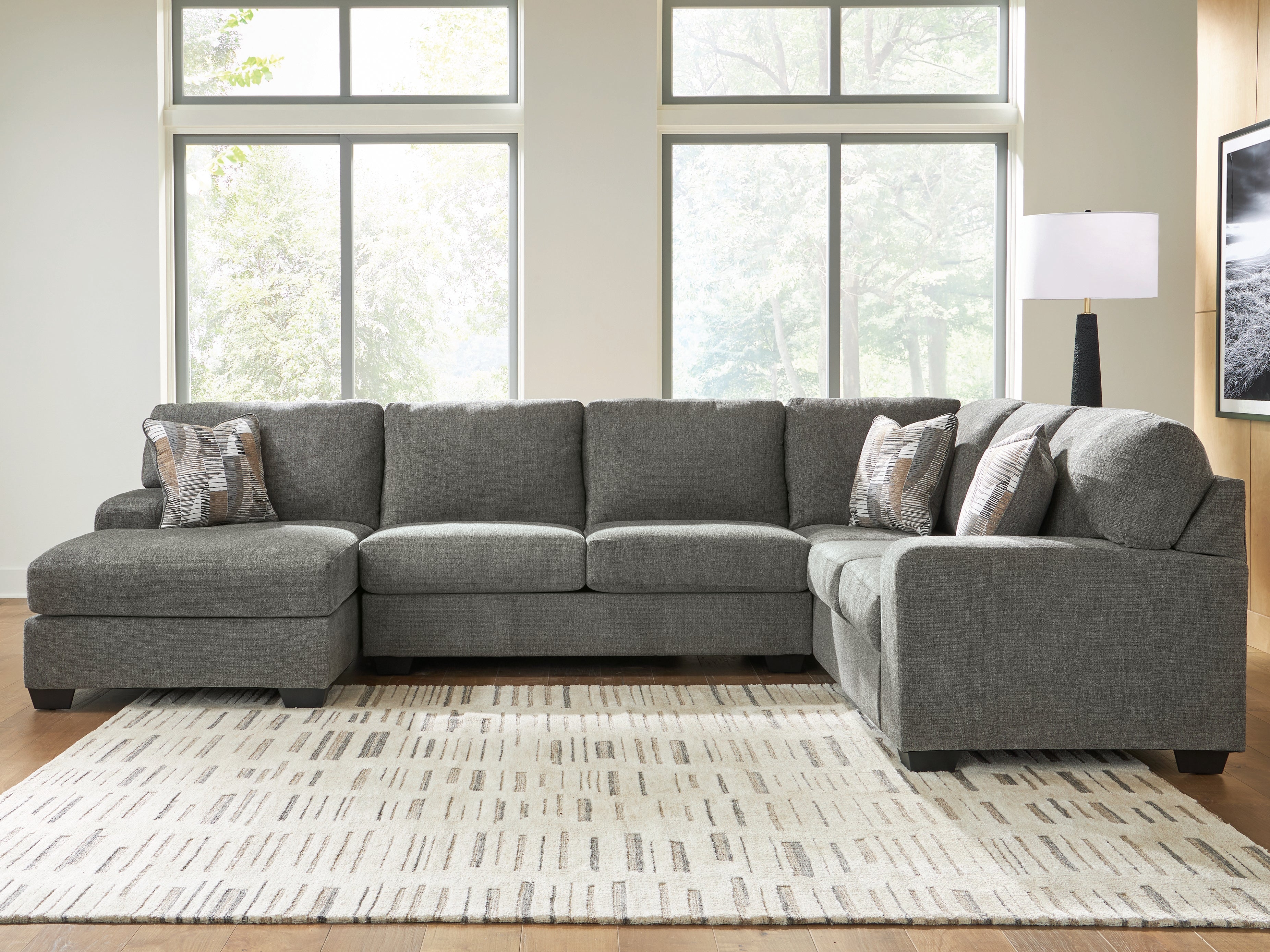 Warmstead Furniture - Ashley Furniture - Clarington Sectional - RAF 3-Piece Sleeper Sectional with Chaise / Greystone - PC48405S5