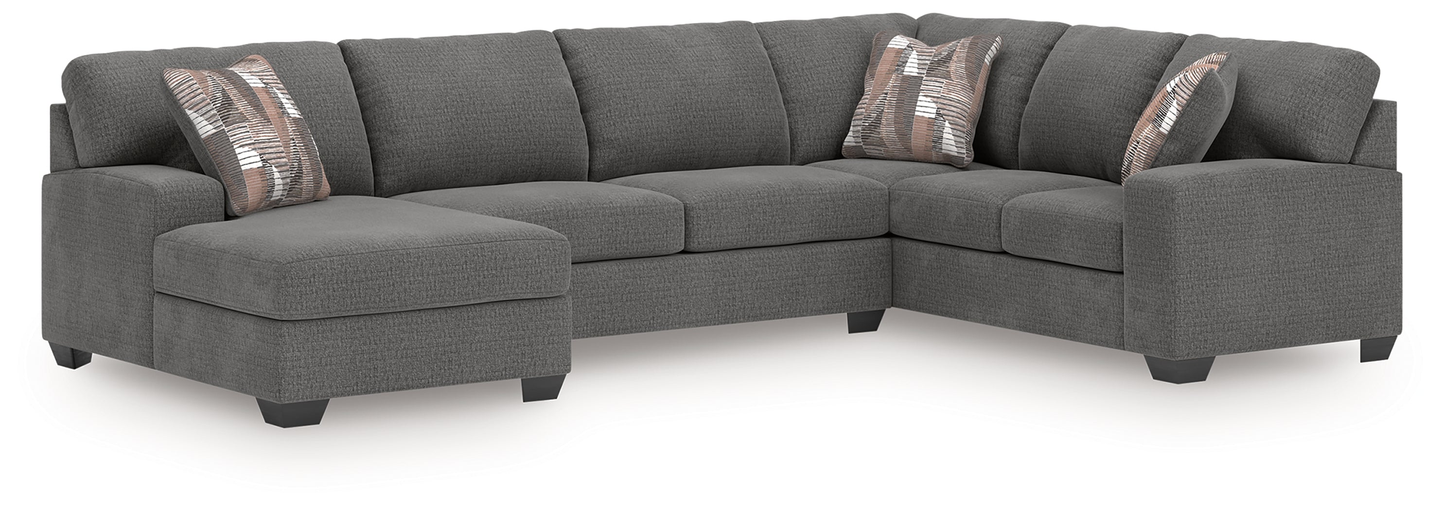 Warmstead Furniture - Ashley Furniture - Newellen Sectional - RAF 3-Piece Sectional with Chaise / Greystone - 48405S1
