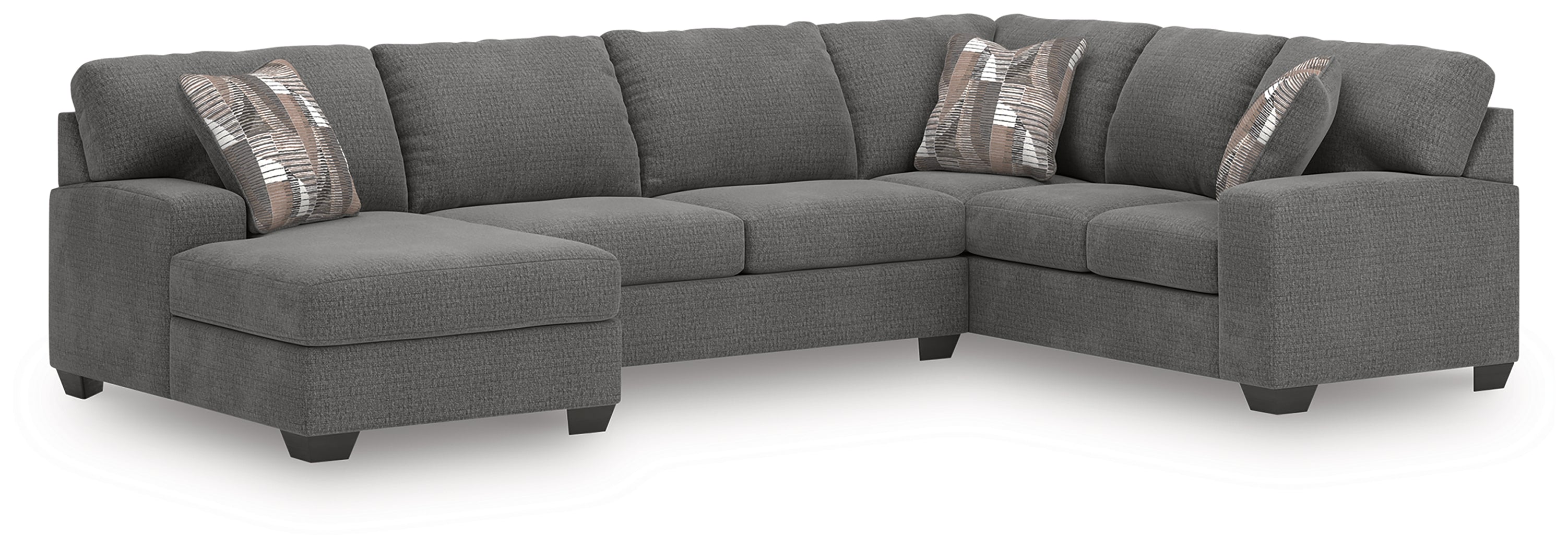 Warmstead Furniture - Ashley Furniture - Newellen Sectional - RAF 3-Piece Sleeper Sectional with Chaise / Greystone - 48405S5