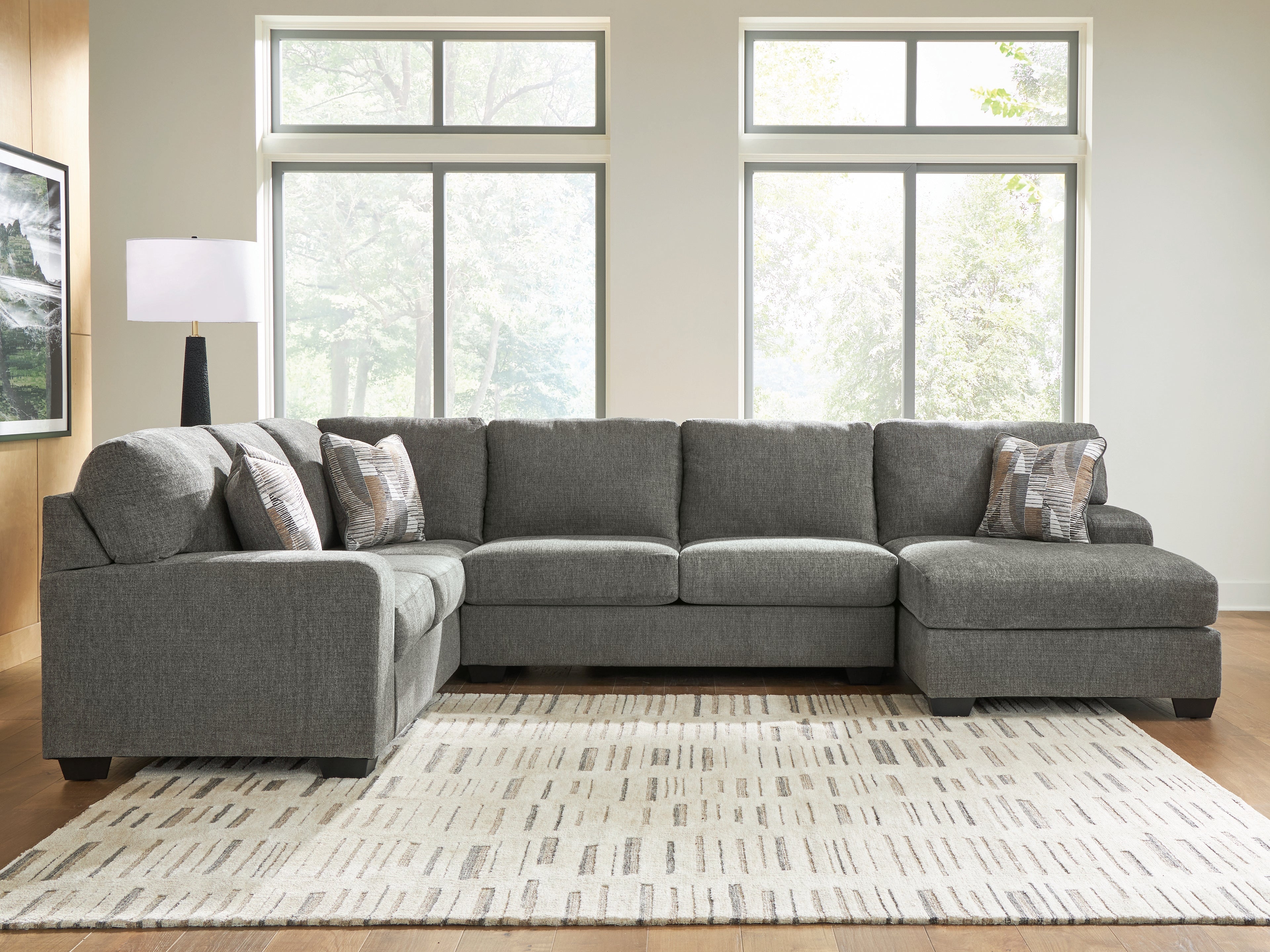 Warmstead Furniture - Ashley Furniture - Clarington Sectional - LAF 3-Piece Sectional with Chaise / Greystone - PC48405S2