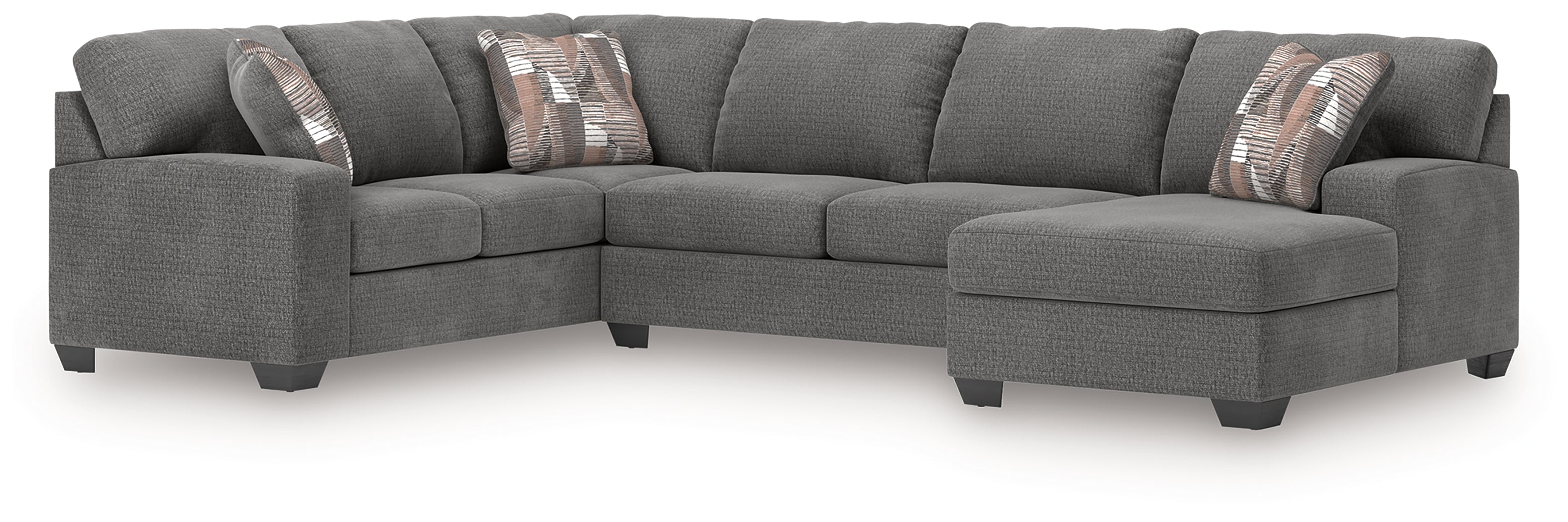 Warmstead Furniture - Ashley Furniture - Newellen Sectional - LAF 3-Piece Sleeper Sectional with Chaise / Greystone - 48405S6