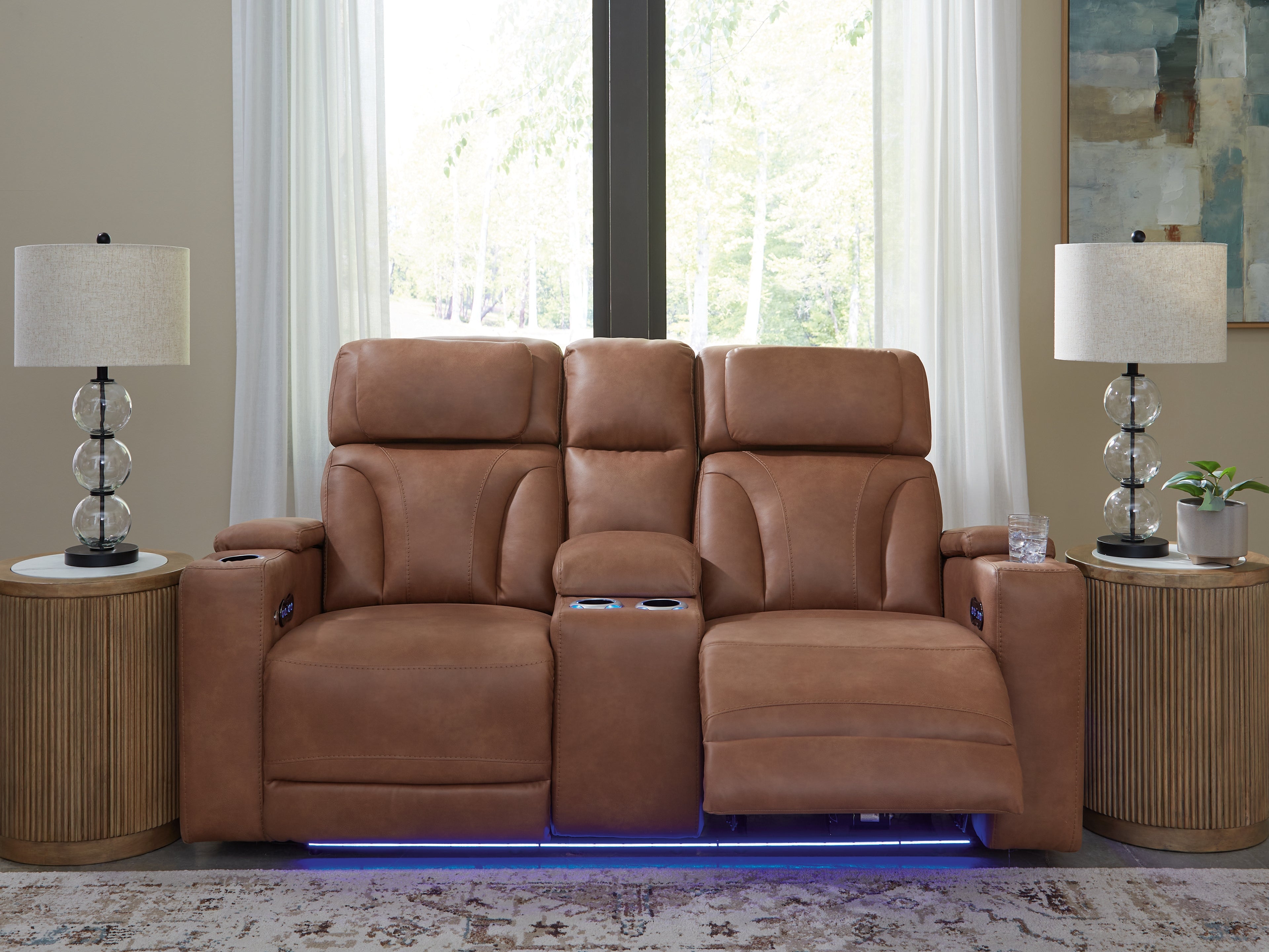 Warmstead Furniture - Ashley Furniture - Clean-Slate Living Room - PWR REC Loveseat/CON/ADJ HDRST / Caramel - PC5010118