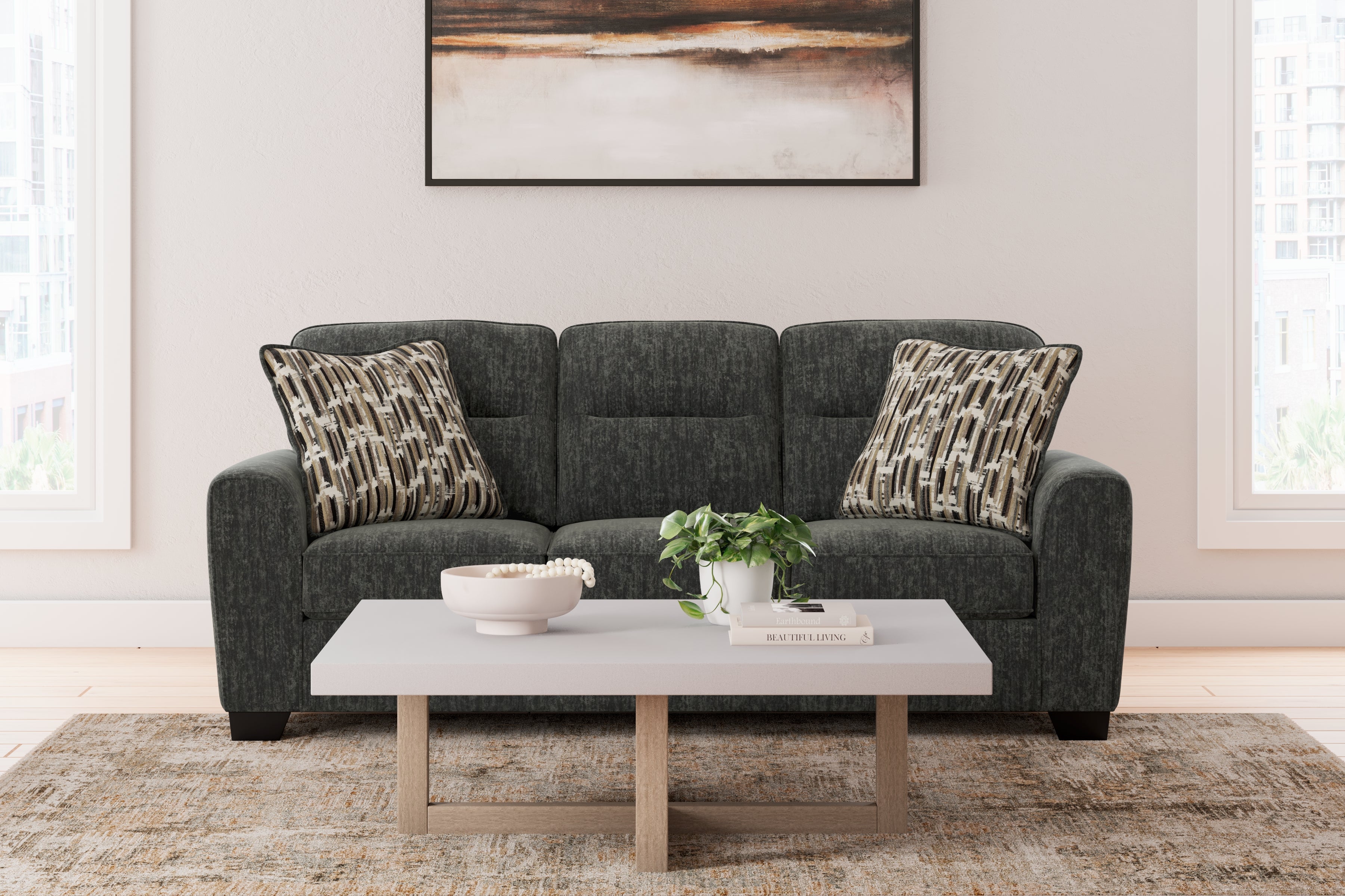 Warmstead Furniture - Ashley Furniture - Lonoke Living Room - Sofa / Gunmetal - 5050438