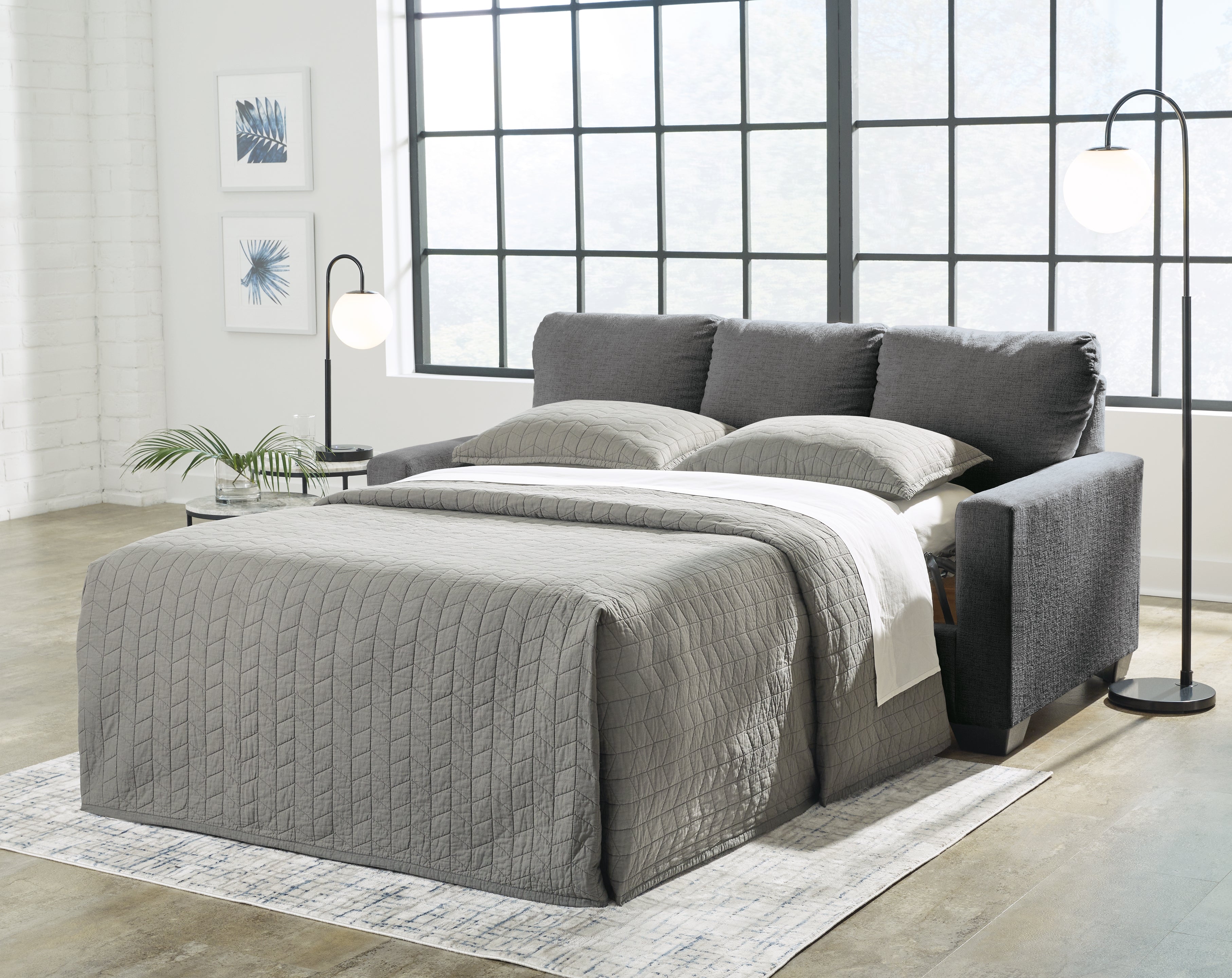 Warmstead Furniture - Ashley Furniture - Rannis Living Room - Full Sofa Sleeper / Pewter - 5360236