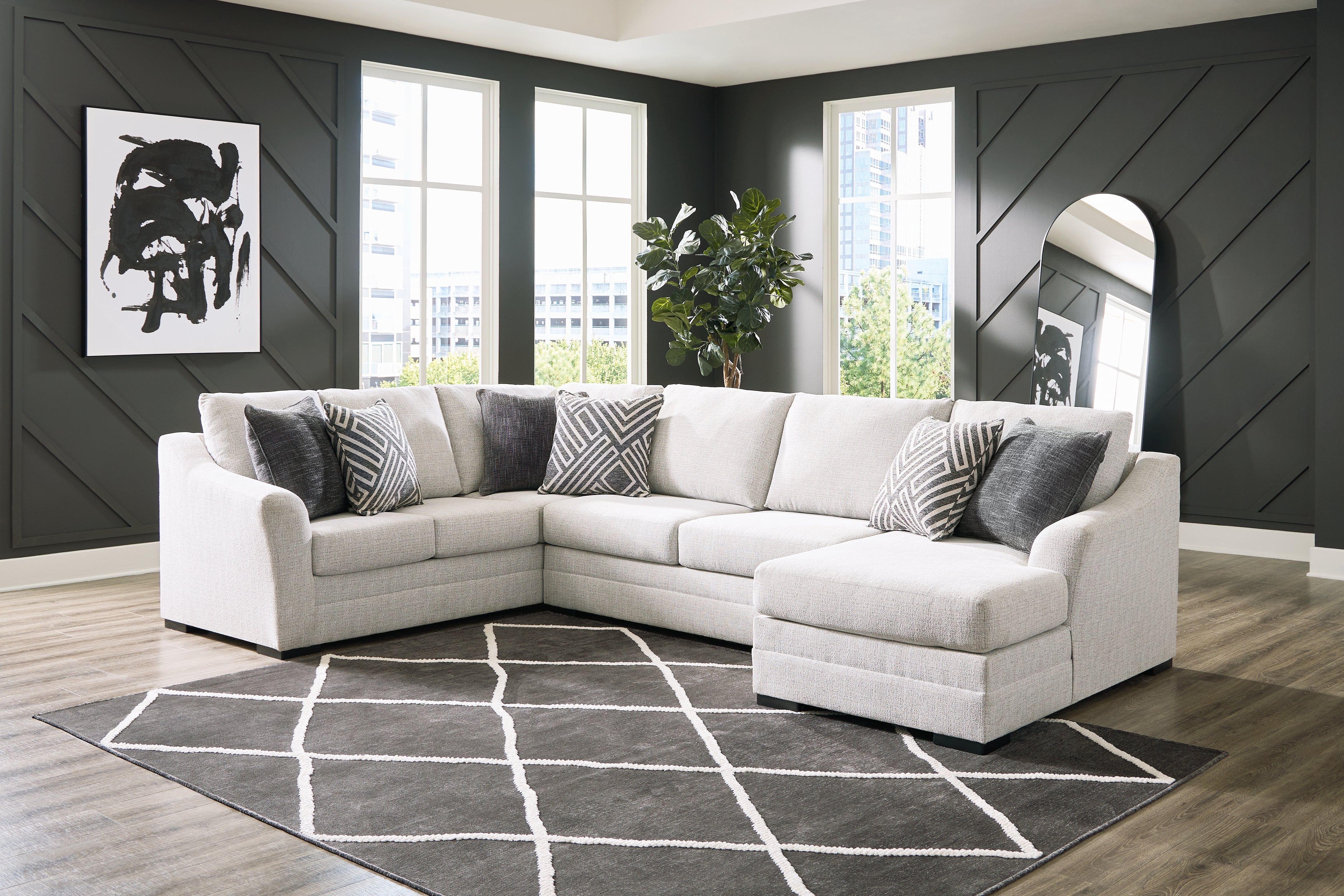 Warmstead Furniture - Ashley Furniture - Koralynn Sectional - LAF 3-Piece Sectional with Chaise / Stone - 54102S2