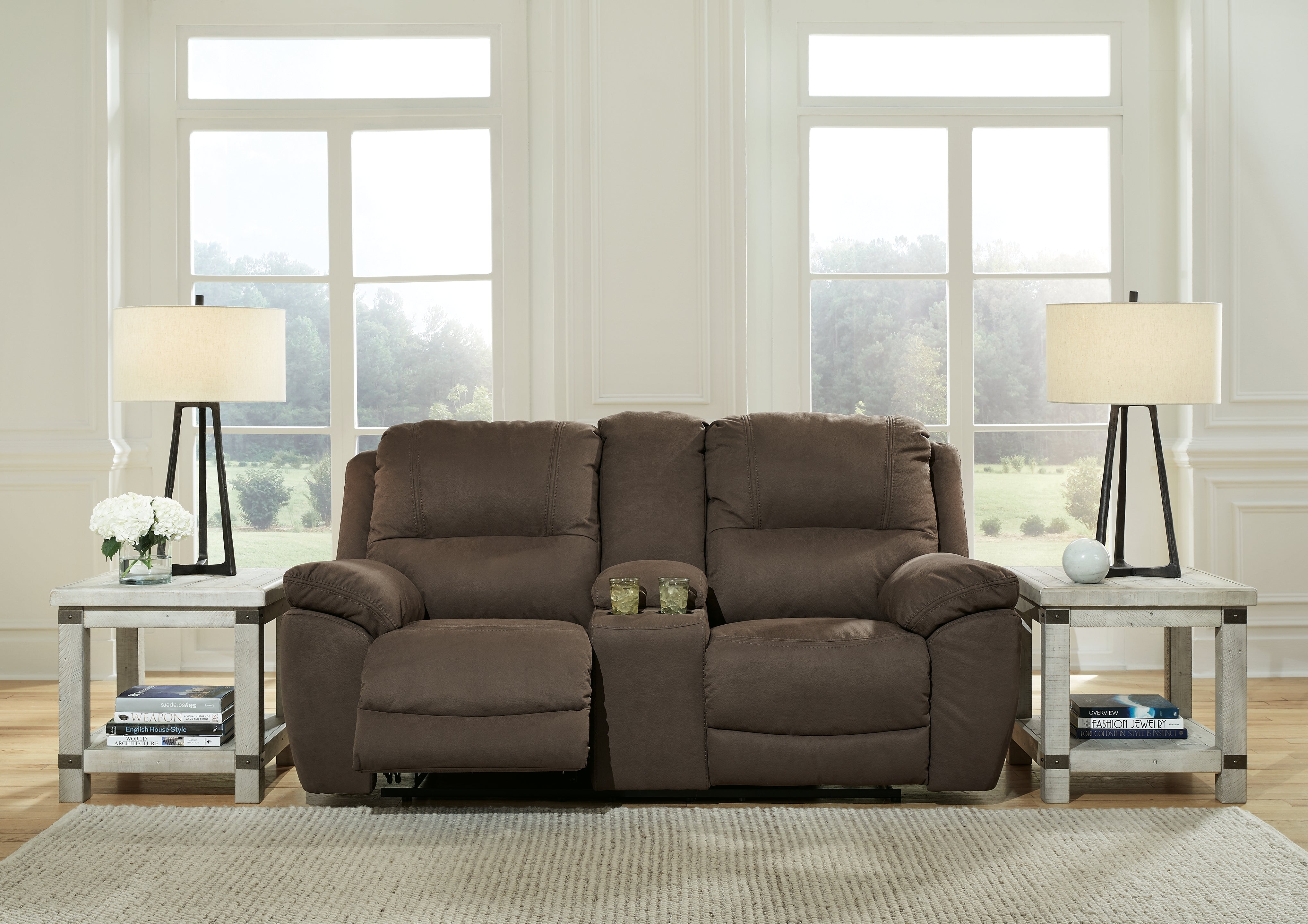 Warmstead Furniture - Ashley Furniture - Next-Gen Gaucho Living Room - DBL Rec Loveseat w/Console / Espresso - 5420494