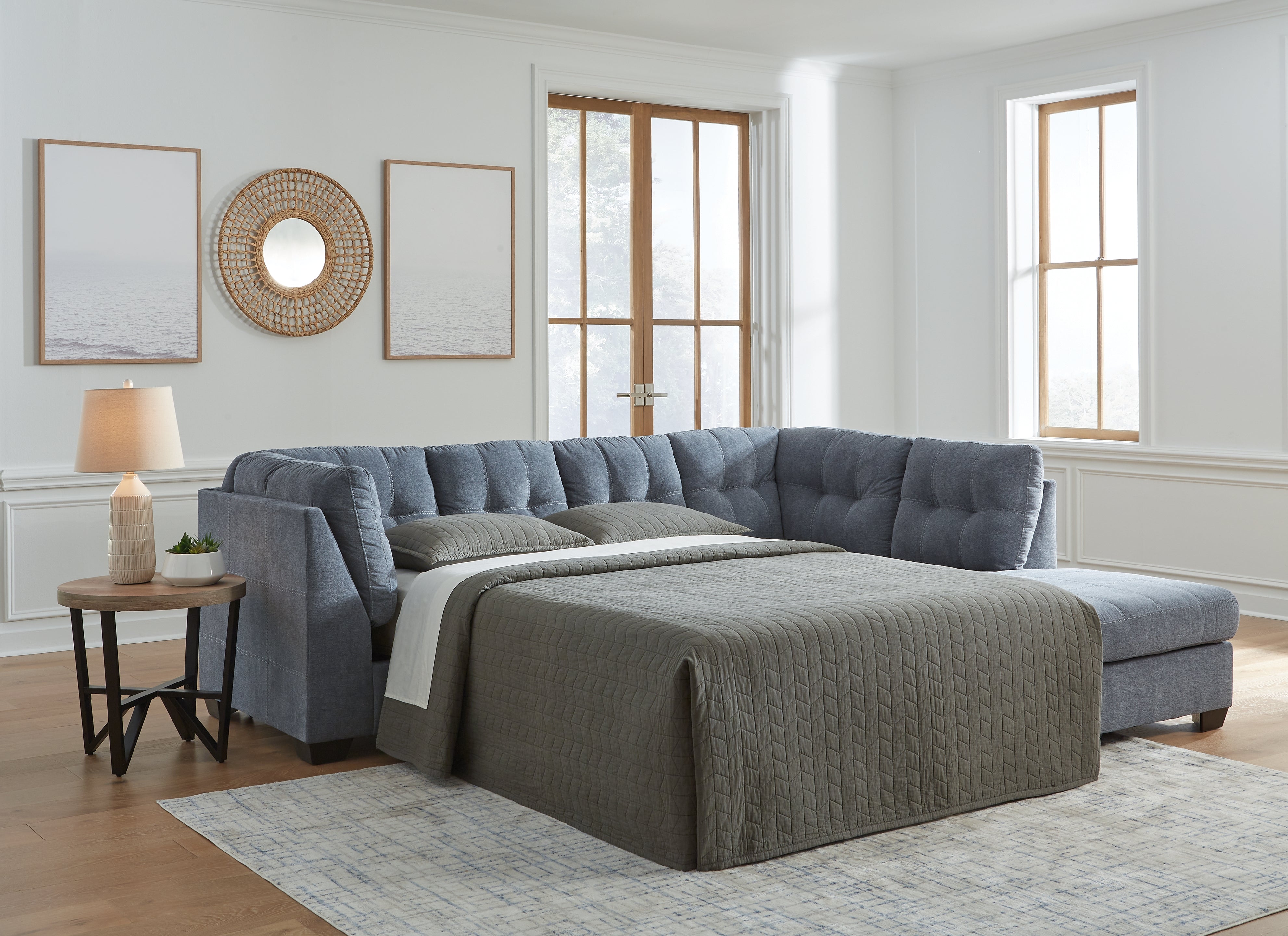 Warmstead Furniture - Ashley Furniture - Marleton Sectional - 2-Piece Sleeper Sectional with Chaise / Denim - 55303S4