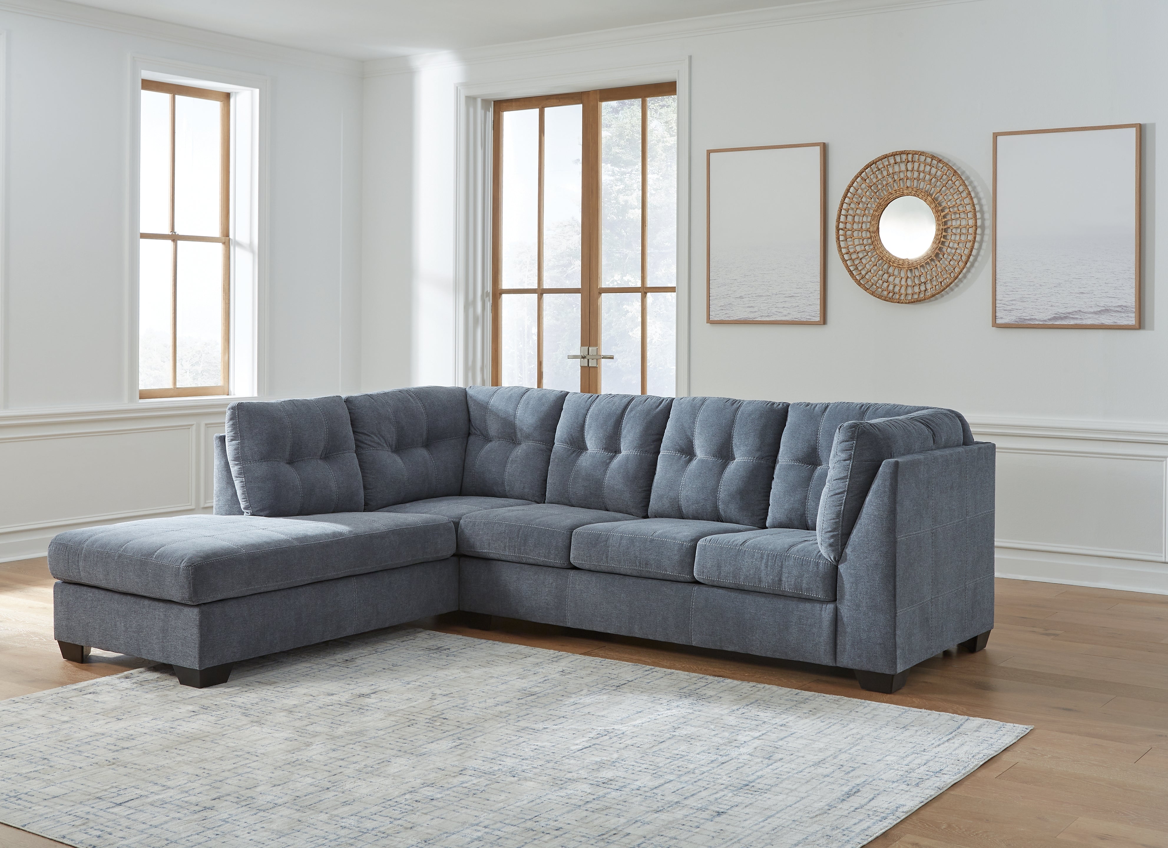 Warmstead Furniture - Ashley Furniture - Marleton Sectional - RAF 2-Piece Sectional with Chaise / Denim - 55303S1