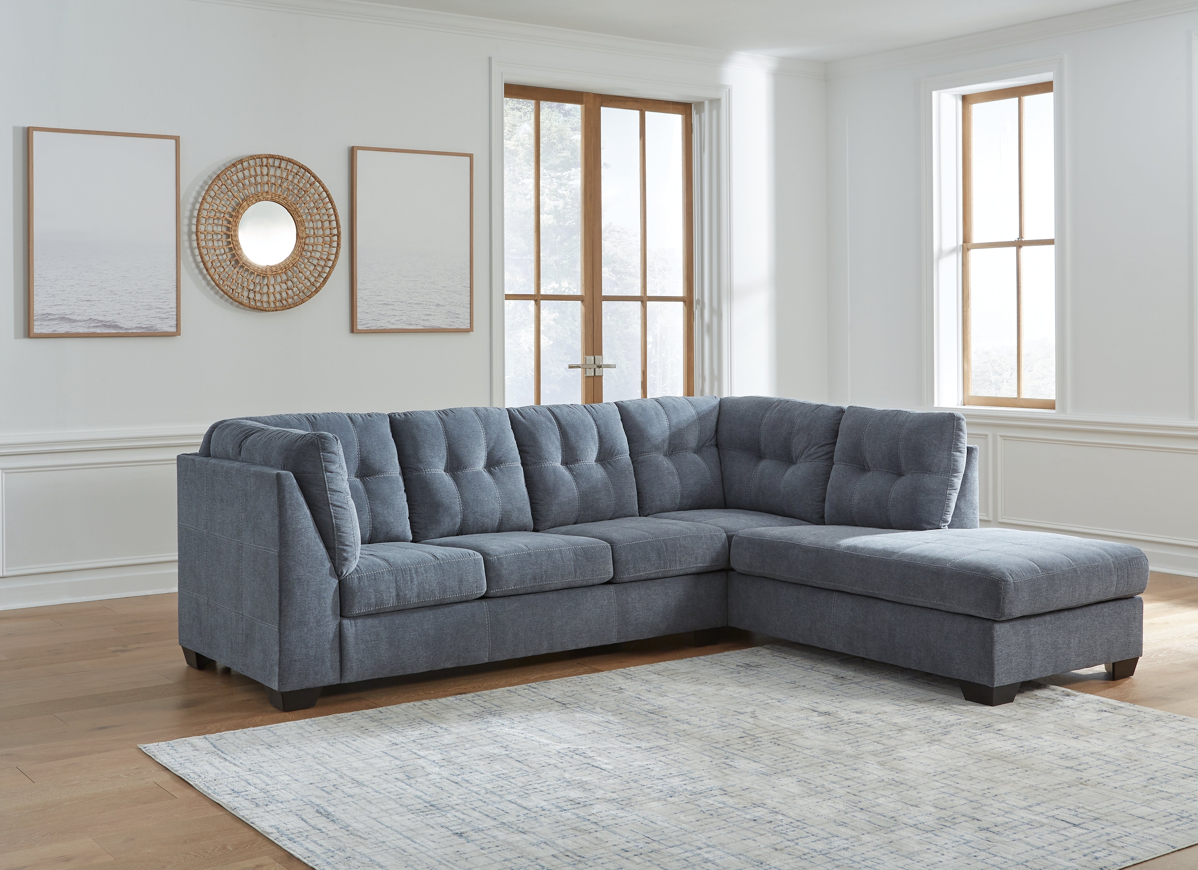 Warmstead Furniture - Ashley Furniture - Marleton Sectional - LAF 2-Piece Sectional with Chaise / Denim - 55303S2