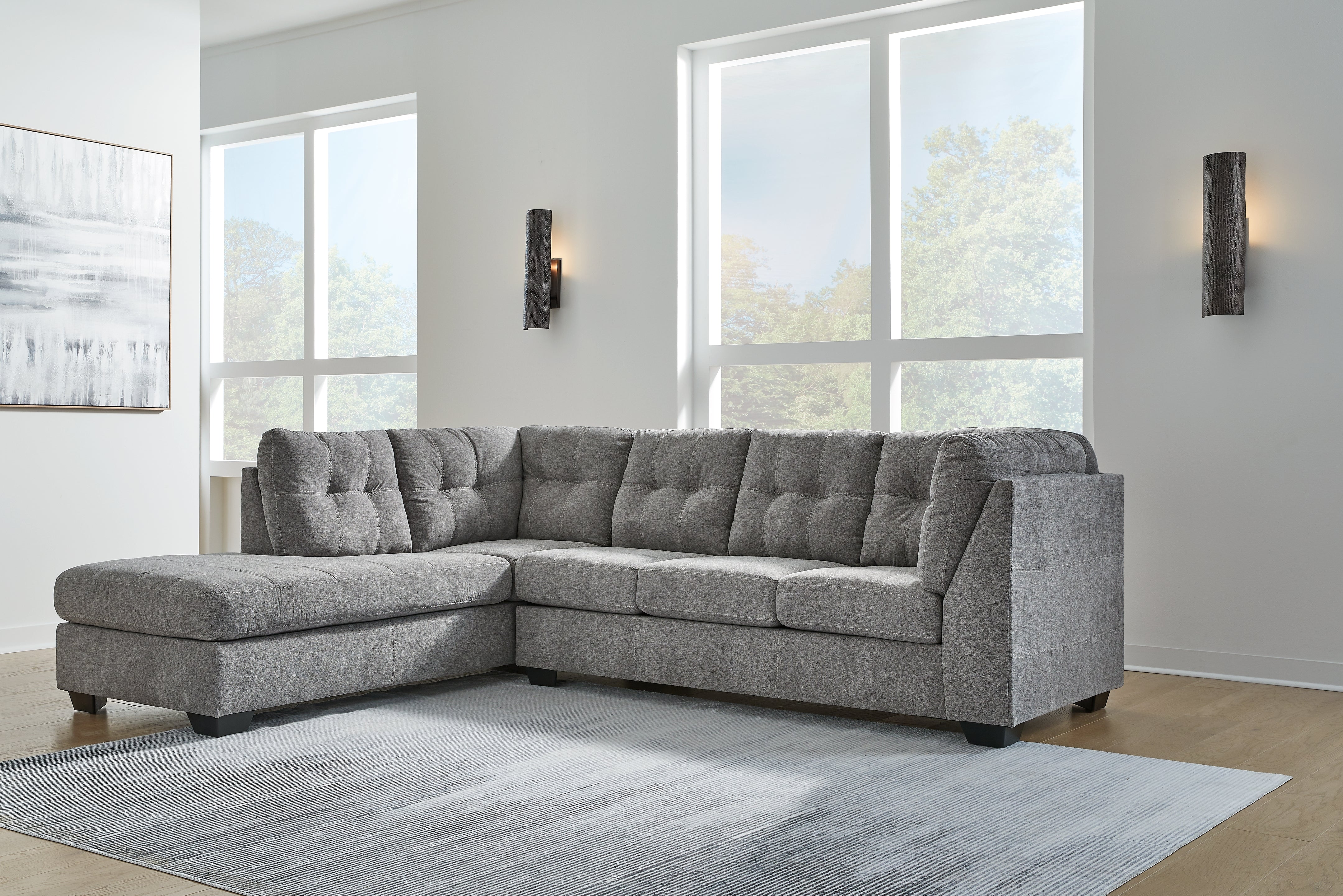 Warmstead Furniture - Ashley Furniture - Marleton Sectional - RAF 2-Piece Sectional with Chaise / Gray - 55305S1