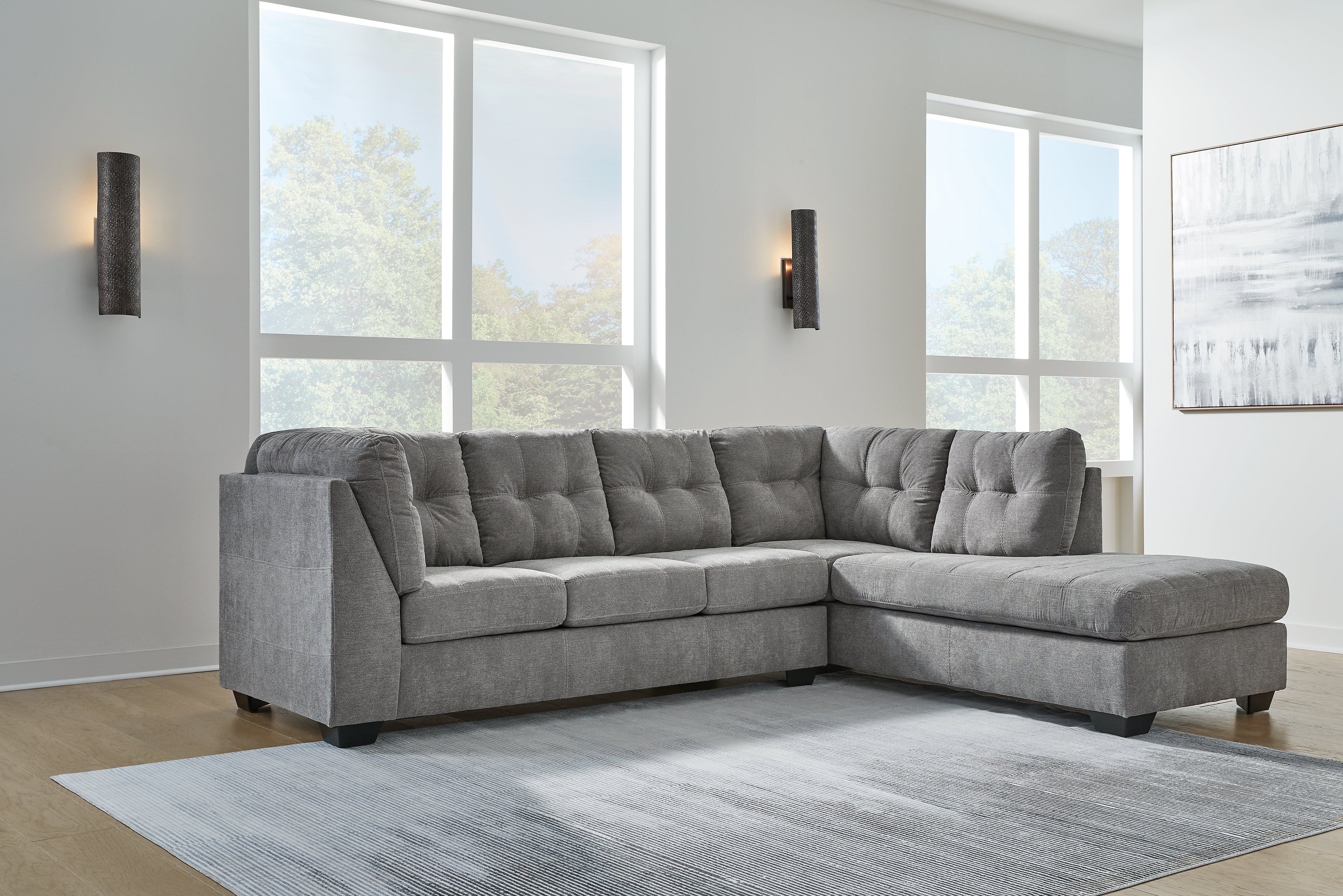 Warmstead Furniture - Ashley Furniture - Marleton Sectional - LAF 2-Piece Sectional with Chaise / Gray - 55305S2