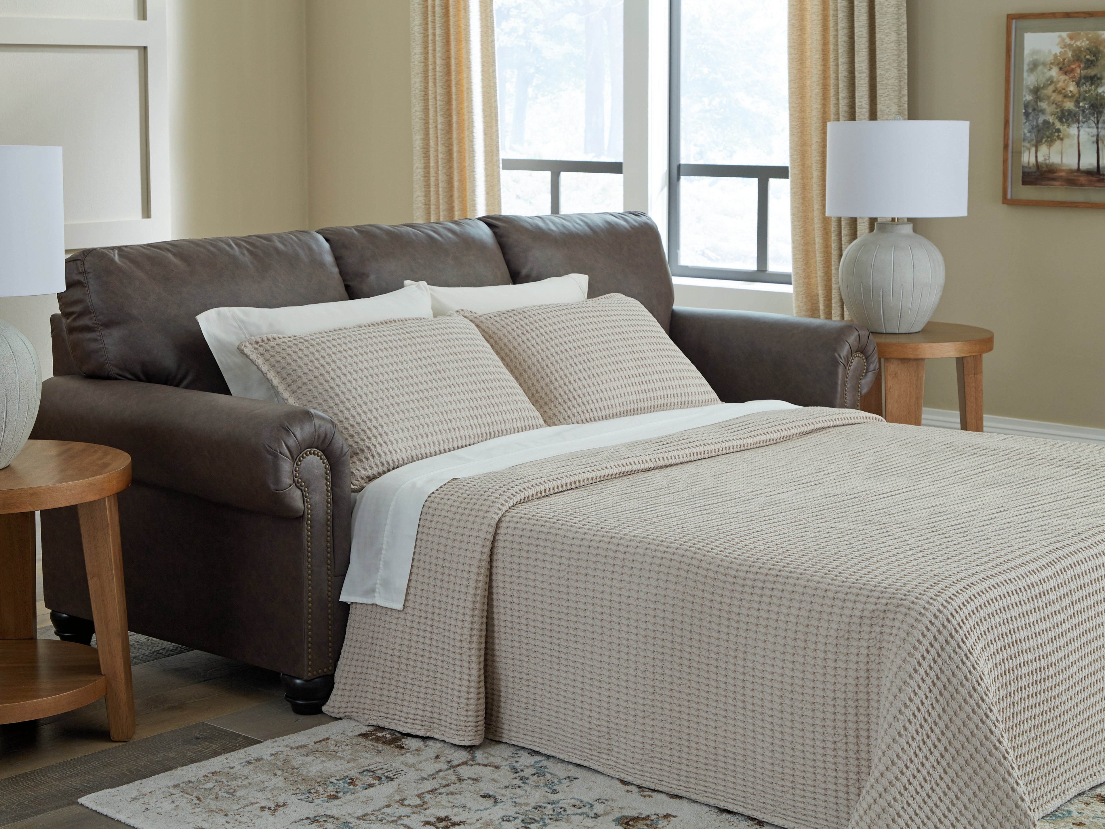 Warmstead Furniture - Ashley Furniture - Roxmere Living Room - Queen Sofa Sleeper / Umber - 5550339