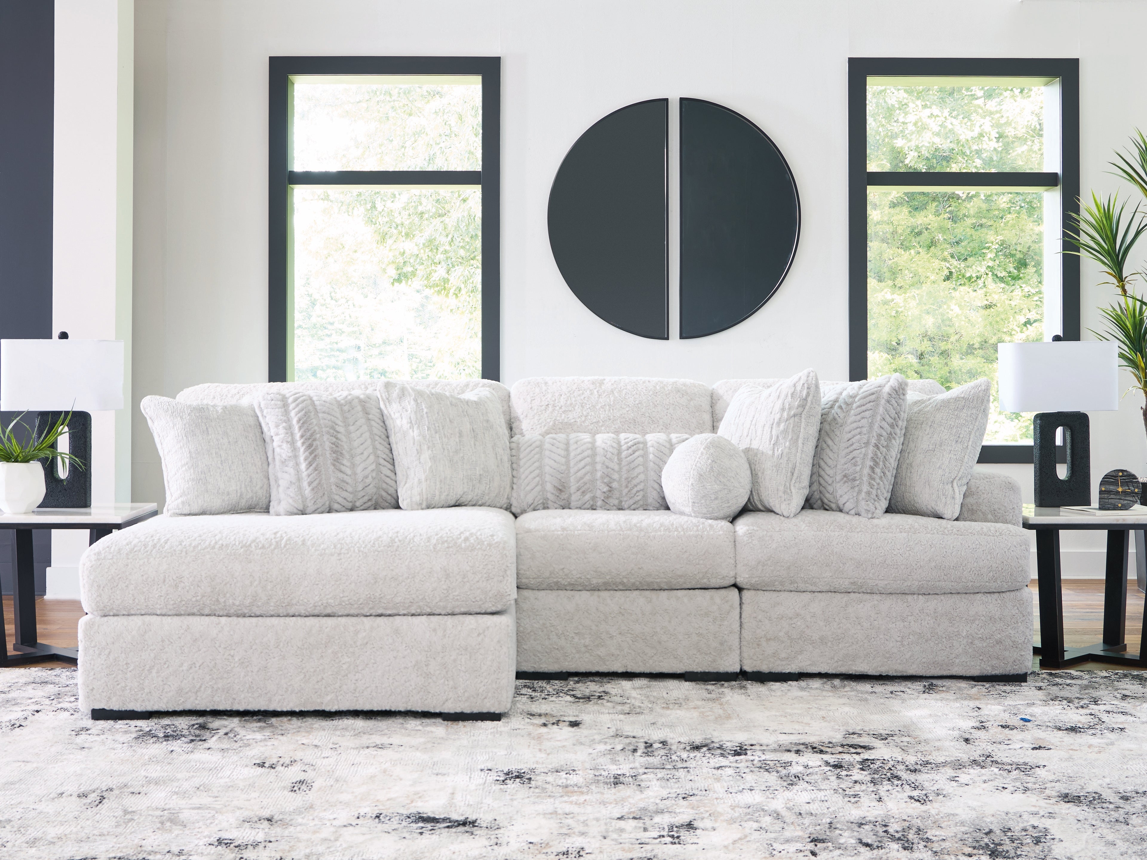 Warmstead Furniture - Ashley Furniture - Cuddle Plush Sectional - 3-Piece Sectional with Chaise / Arctic - PC59106S7