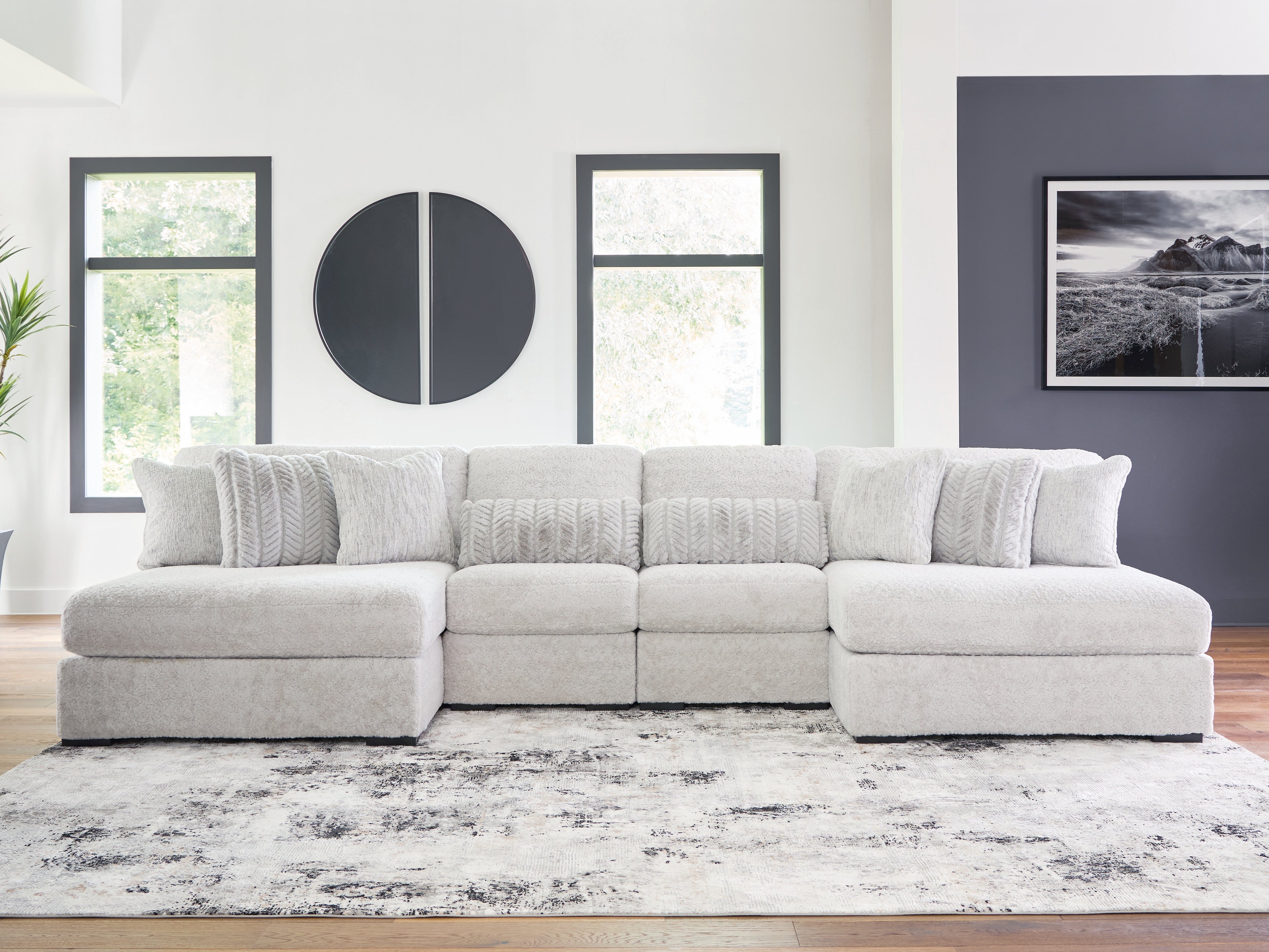 Warmstead Furniture - Ashley Furniture - Cuddle Plush Sectional - 4-Piece Sectional with Chaise / Arctic - PC59106S4