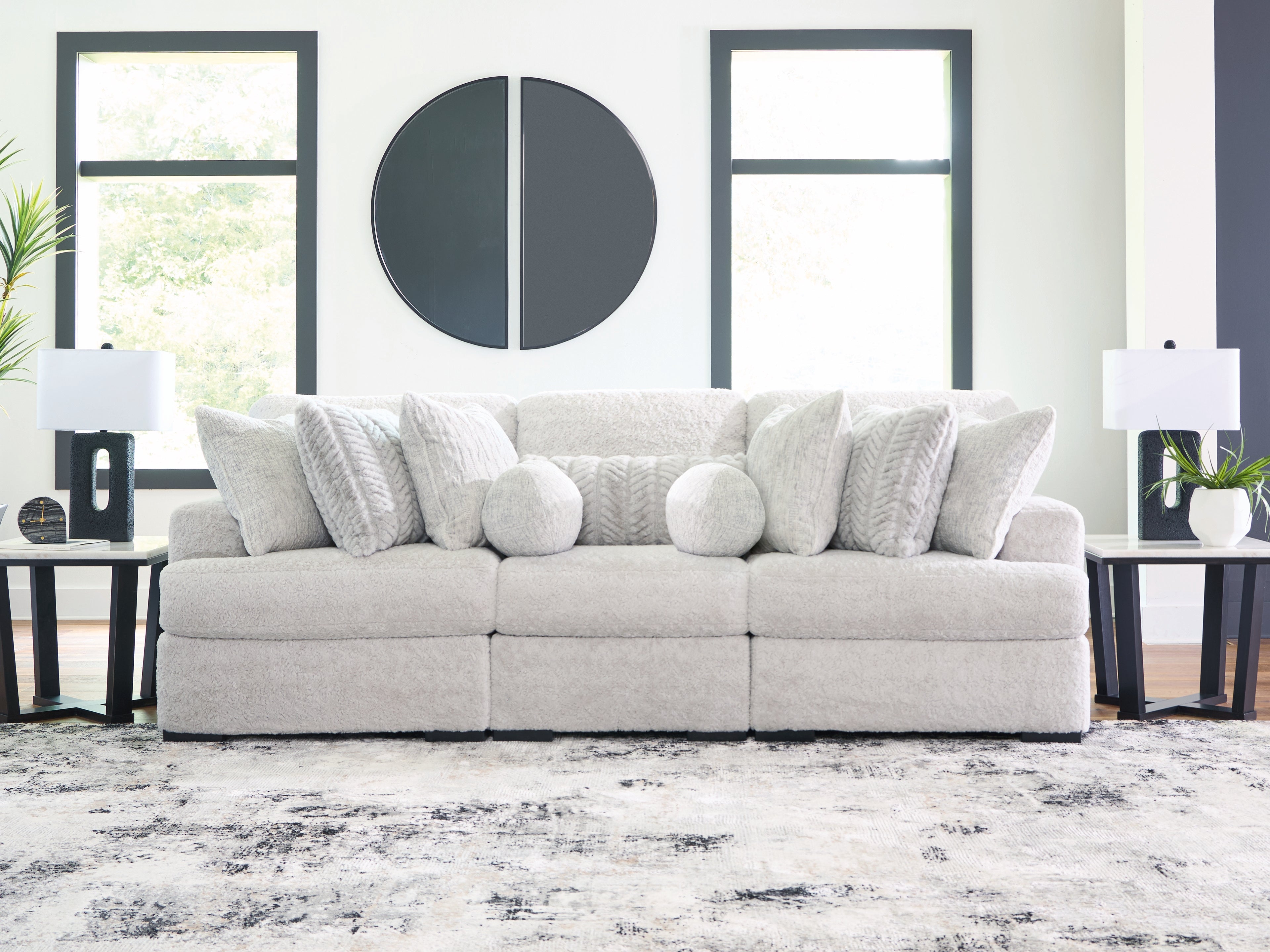 Warmstead Furniture - Ashley Furniture - Cuddle Plush Sectional - RAF 3-Piece Sectional / Arctic - PC59106S5