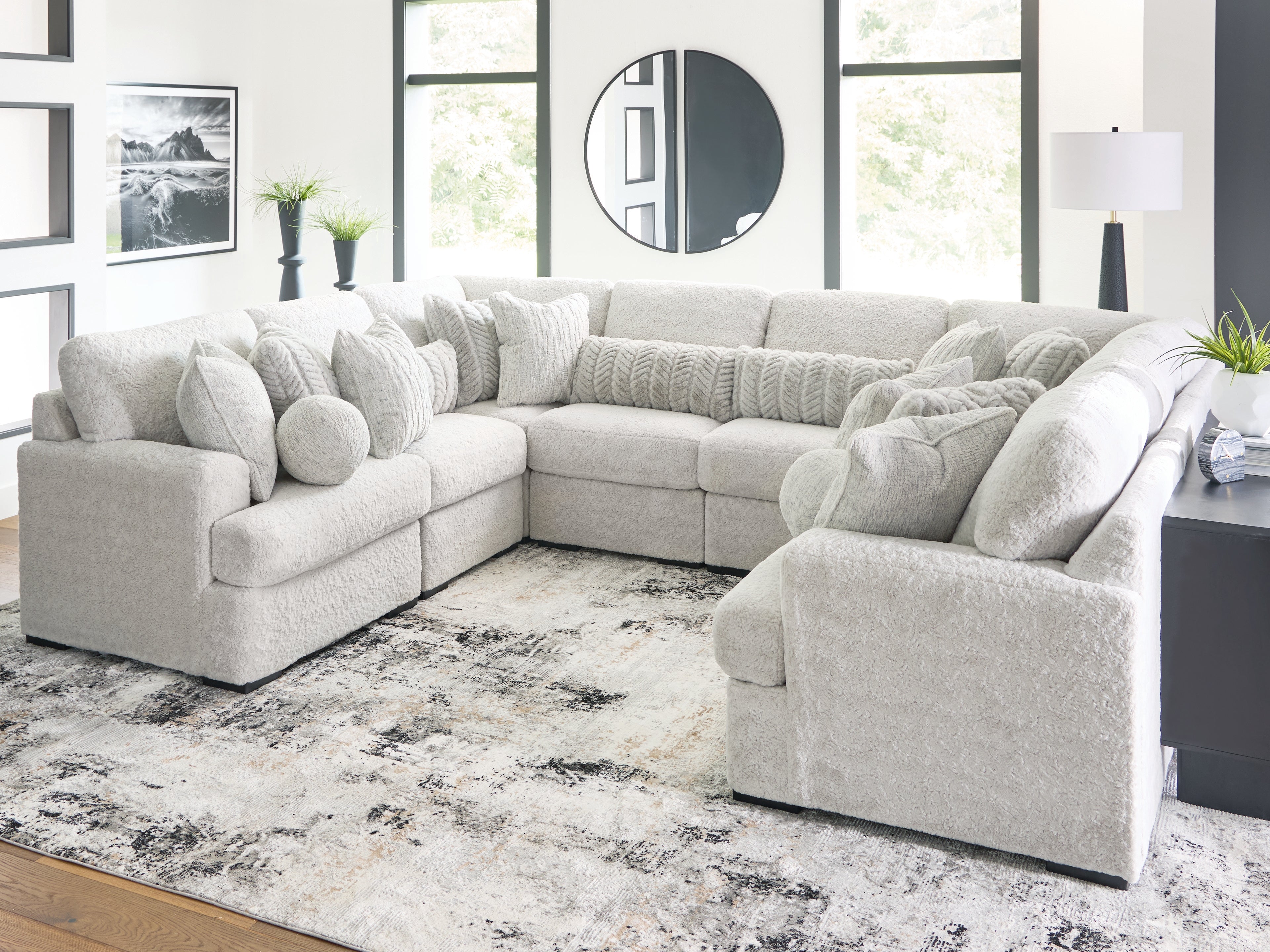 Warmstead Furniture - Ashley Furniture - Cuddle Plush Sectional - RAF 8-Piece Sectional / Arctic - PC59106S6
