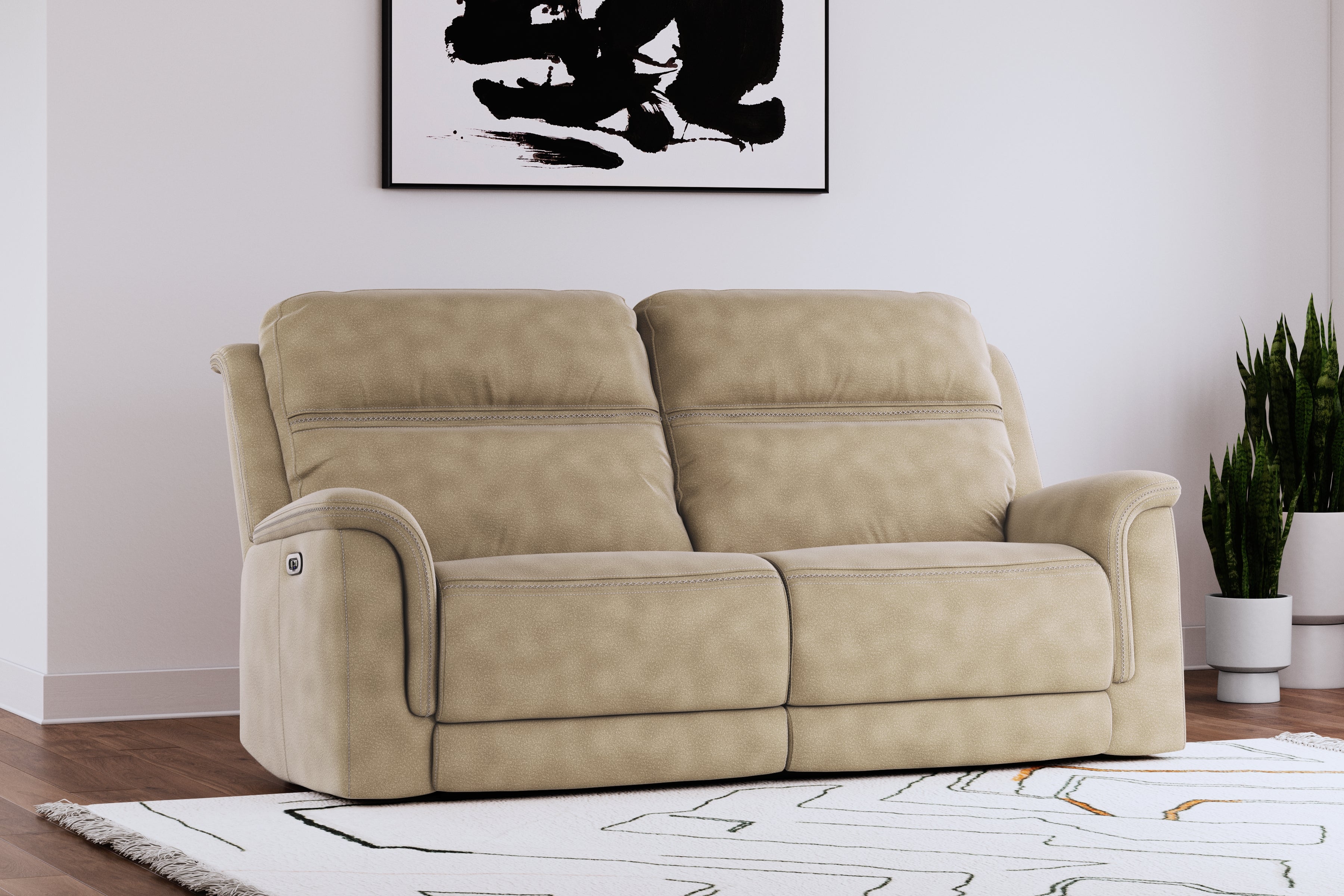 Warmstead Furniture - Ashley Furniture - Next-Gen DuraPella Living Room - 2 Seat PWR REC Sofa ADJ HDREST / Sand - 5930247
