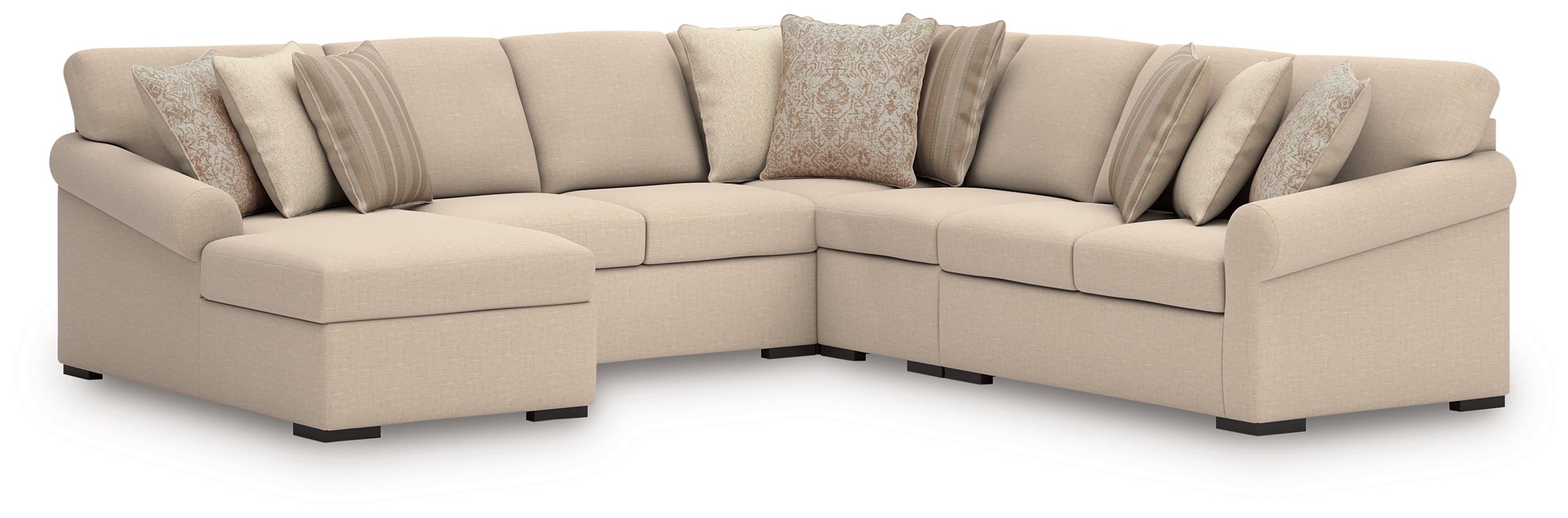 Warmstead Furniture - Ashley Furniture - LadyMae Sectional - RAF 5-Piece Sectional with Chaise / Twill - 59404S8