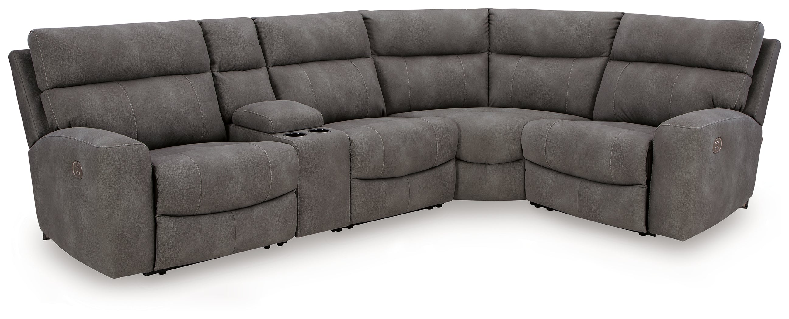Warmstead Furniture - Ashley Furniture - Next-Gen DuraPella Sectional - 5-Piece Power Reclining Sectional / Slate - 61003S5