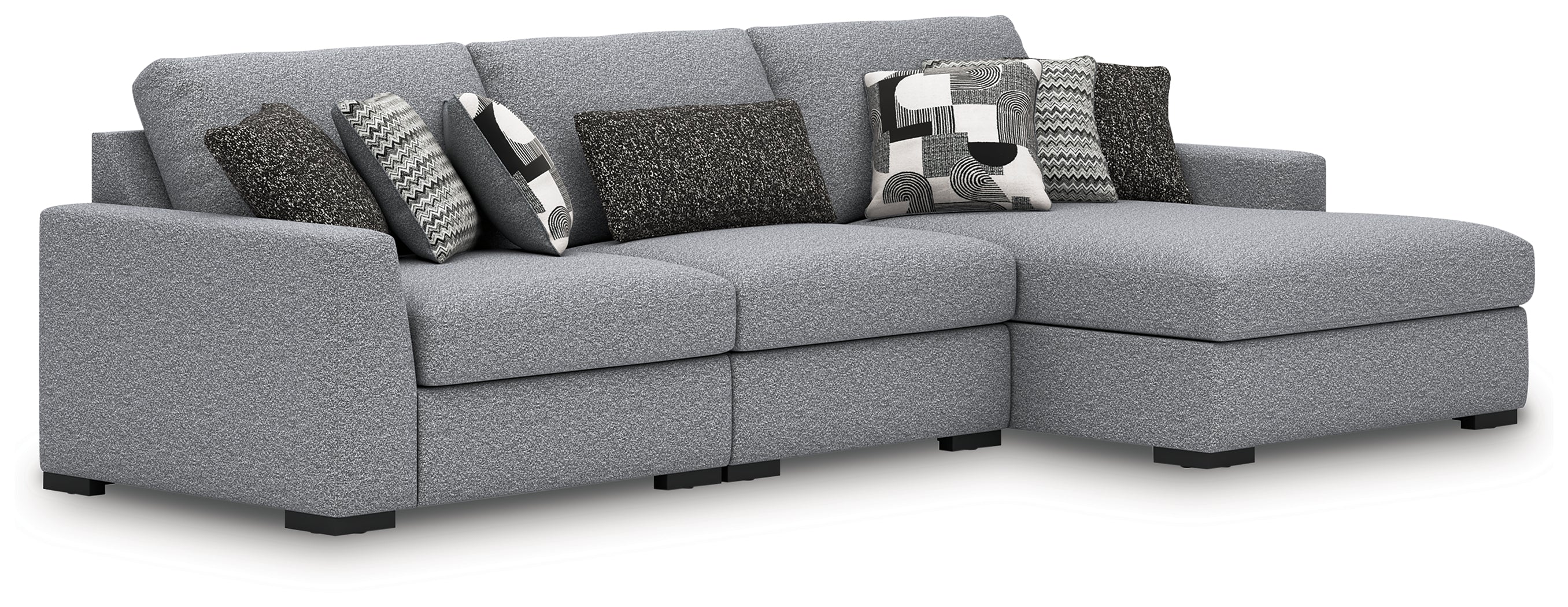 Warmstead Furniture - Ashley Furniture - Bealton Sectional - RAF 3-Piece Sectional with Chaise / Salt and Pepper - 61305S3