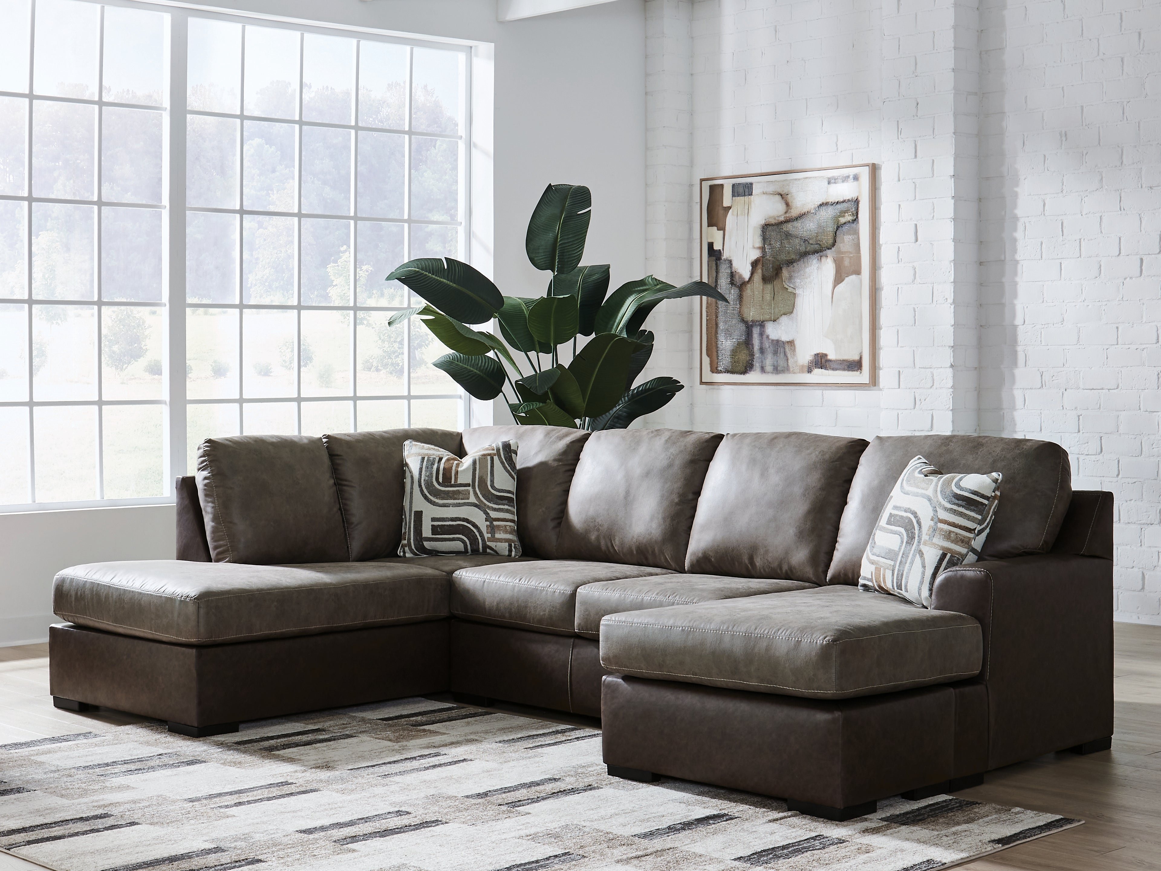 Warmstead Furniture - Ashley Furniture - Castille Way Sectional - RAF 2-Piece Sectional with Chaise / Fossil - PC62703S1