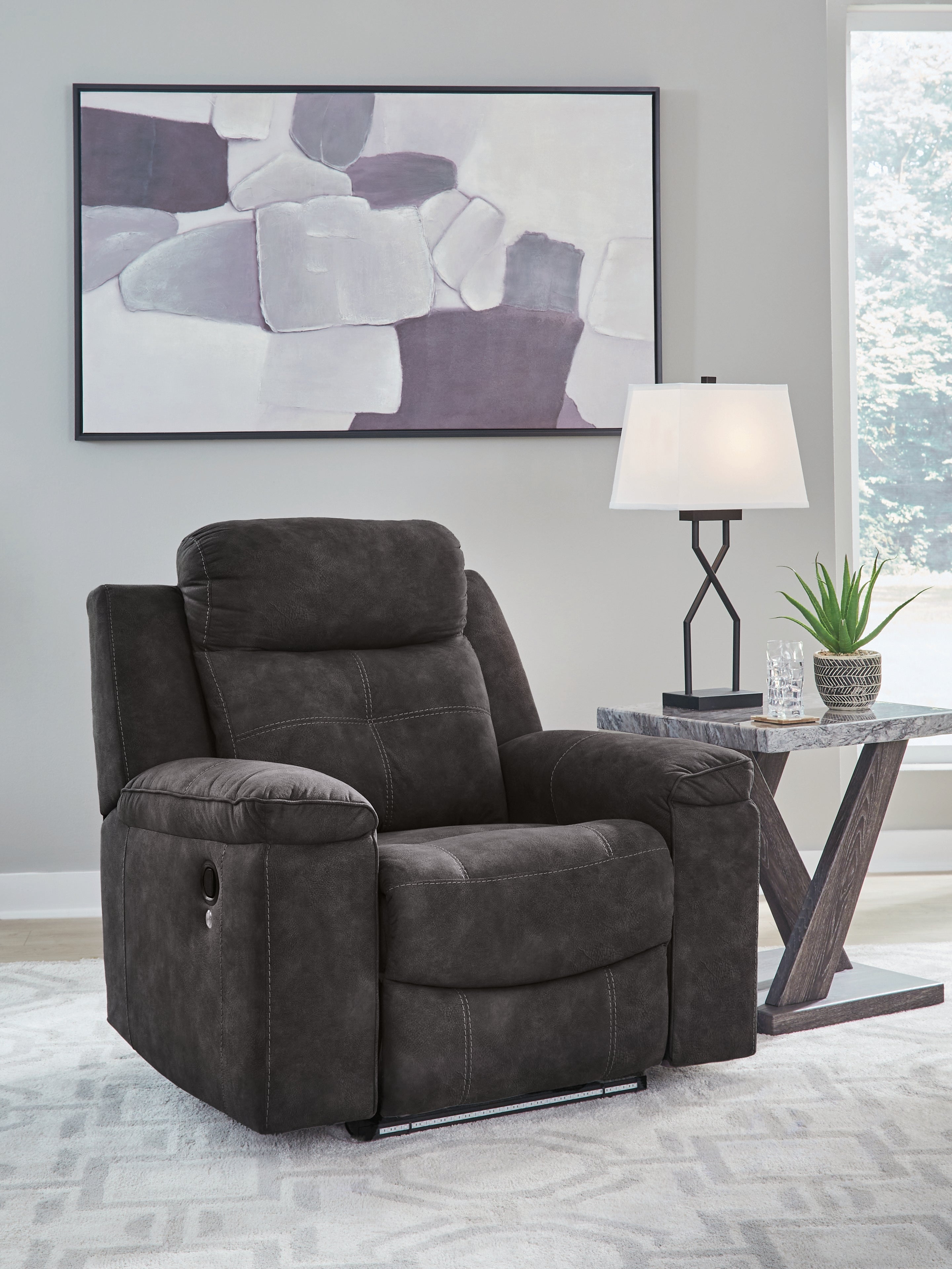 Warmstead Furniture - Ashley Furniture - Brysonview Living Room - Zero Wall Recliner / Charcoal - 6360529