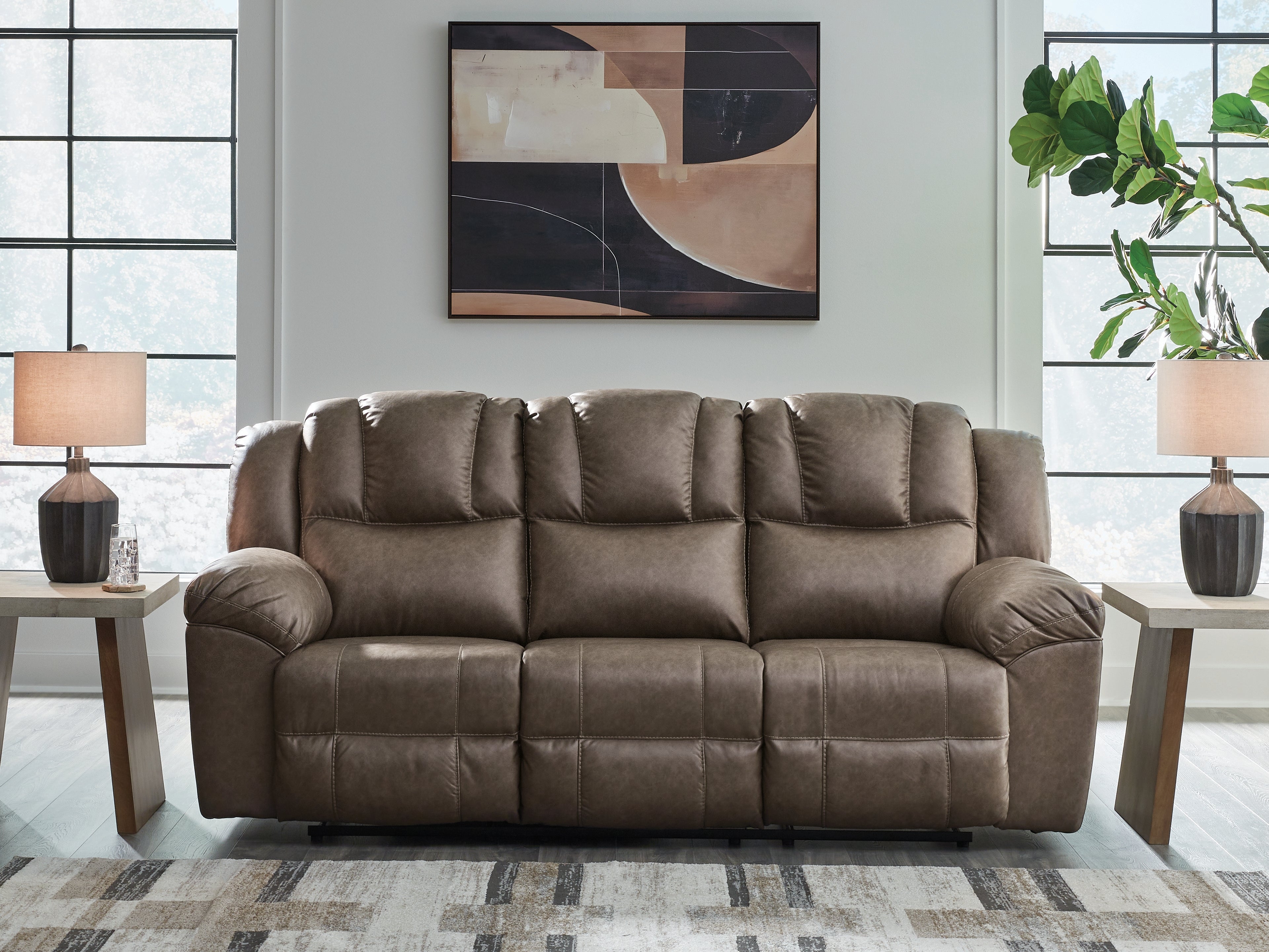 Warmstead Furniture - Ashley Furniture - Lowilla Living Room - Reclining Sofa / Driftwood - PC6450688
