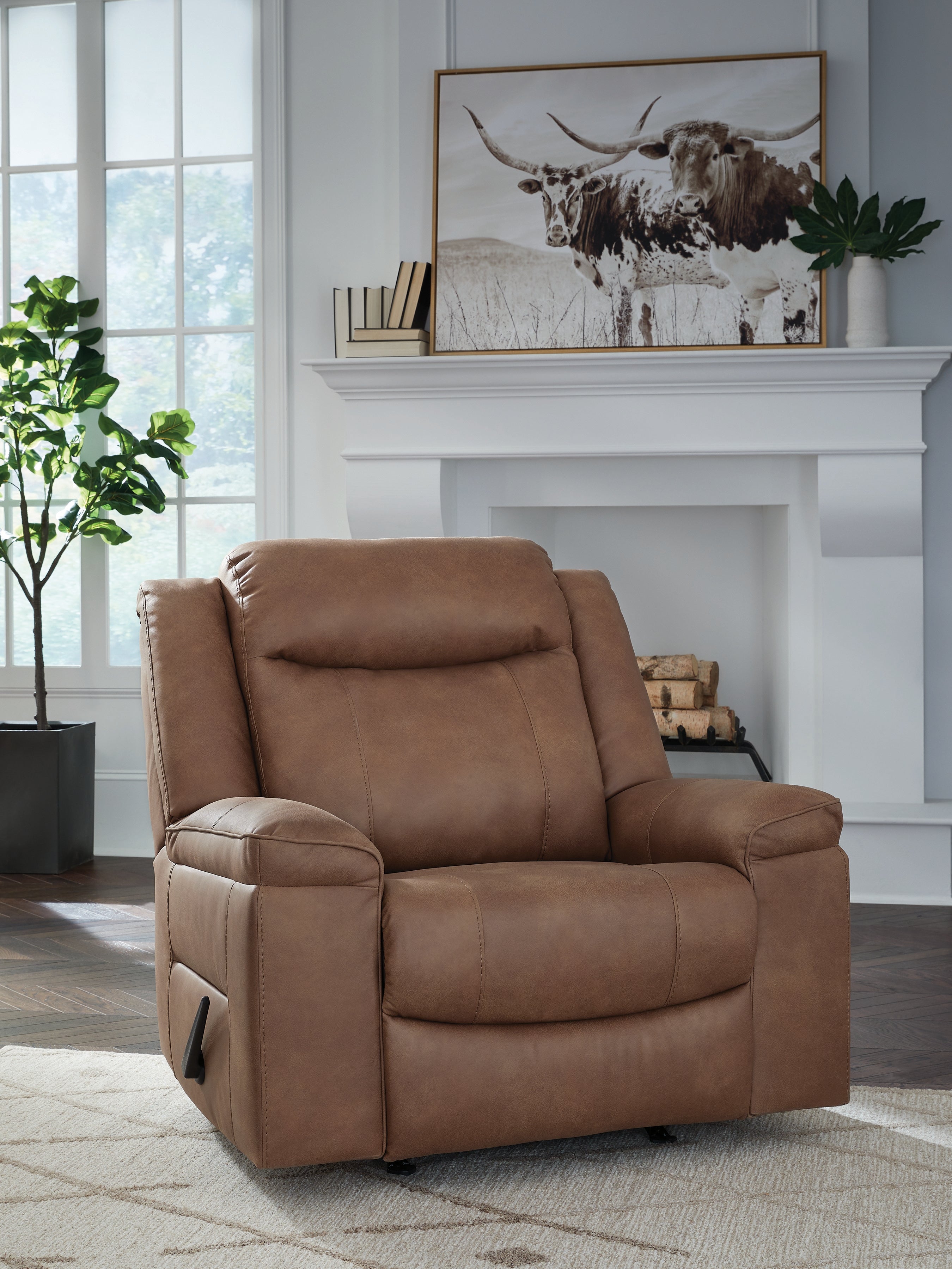 Warmstead Furniture - Ashley Furniture - Status Check Living Room - Rocker Recliner / Caramel - PC6530825