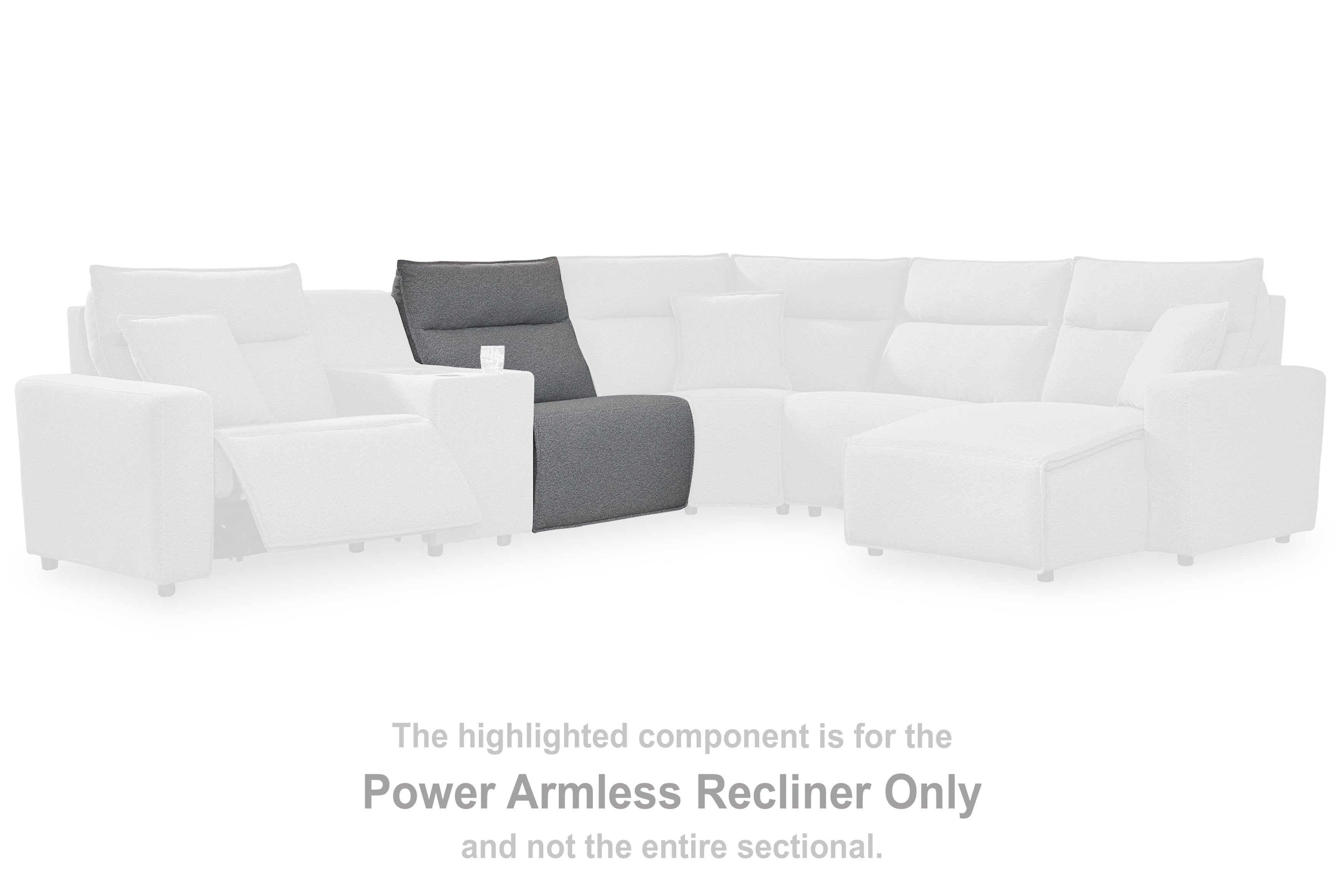 Warmstead Furniture - Ashley Furniture - ModMax II Sectional - PWR Armless REC w/ADJ Headrest / Salt and Pepper - 6590631