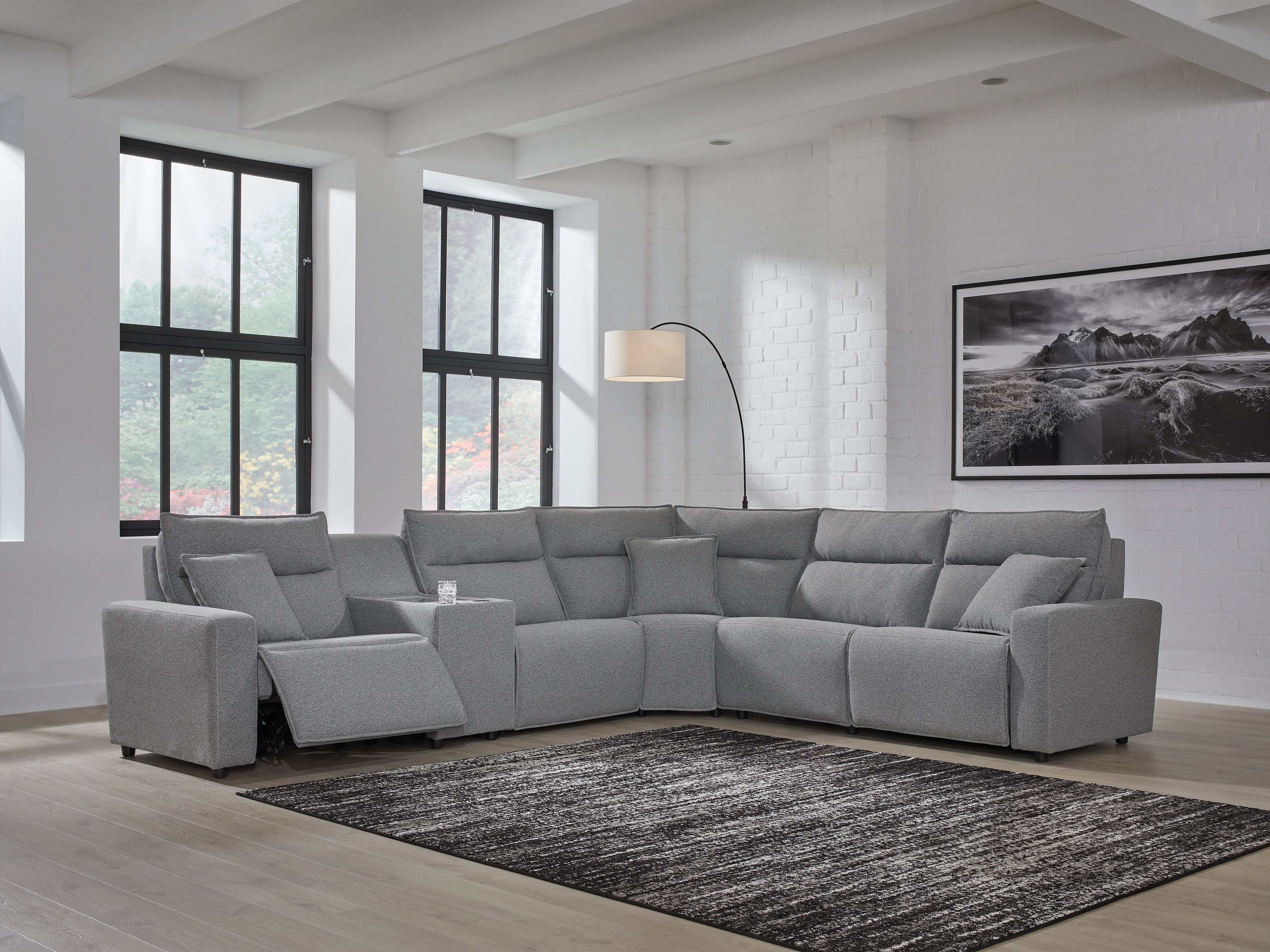 Warmstead Furniture - Ashley Furniture - ModMax II Sectional - 6-Piece Power Reclining Sectional / Salt and Pepper - 65906S10