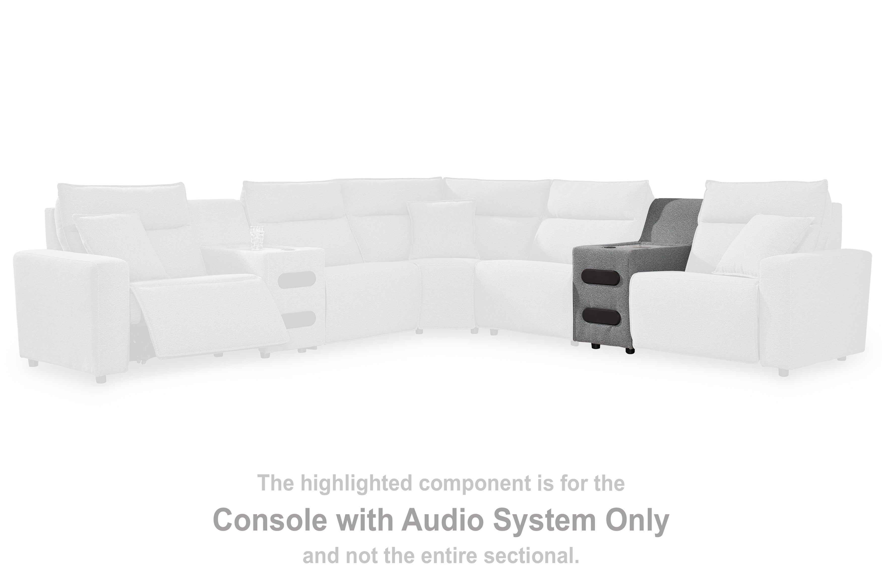 Warmstead Furniture - Ashley Furniture - ModMax II Sectional - Console with Audio System / Salt and Pepper - 6590660