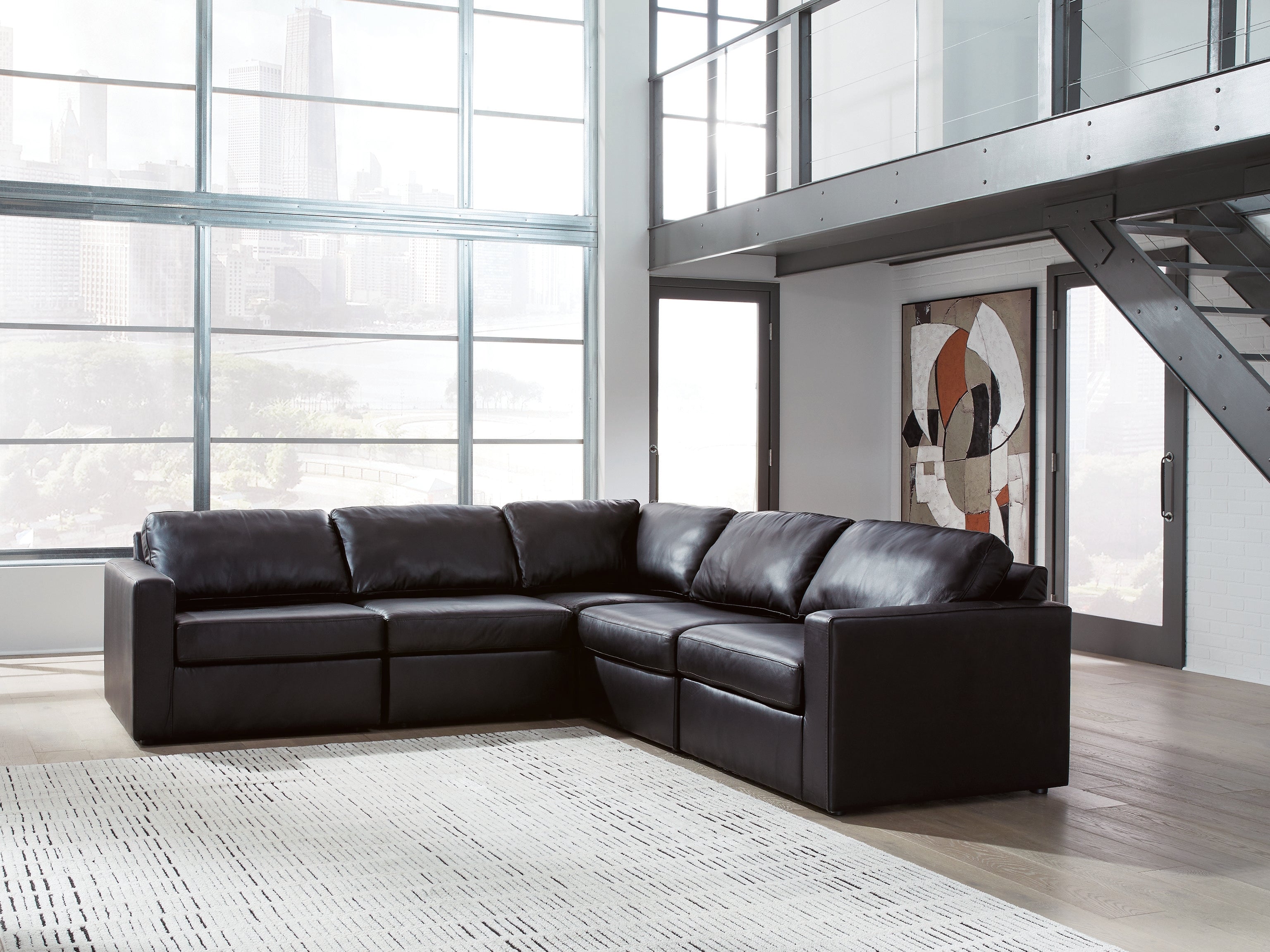 Warmstead Furniture - Ashley Furniture - ModMax II Sectional - RAF 5-Piece Sectional / Black - 74305S6