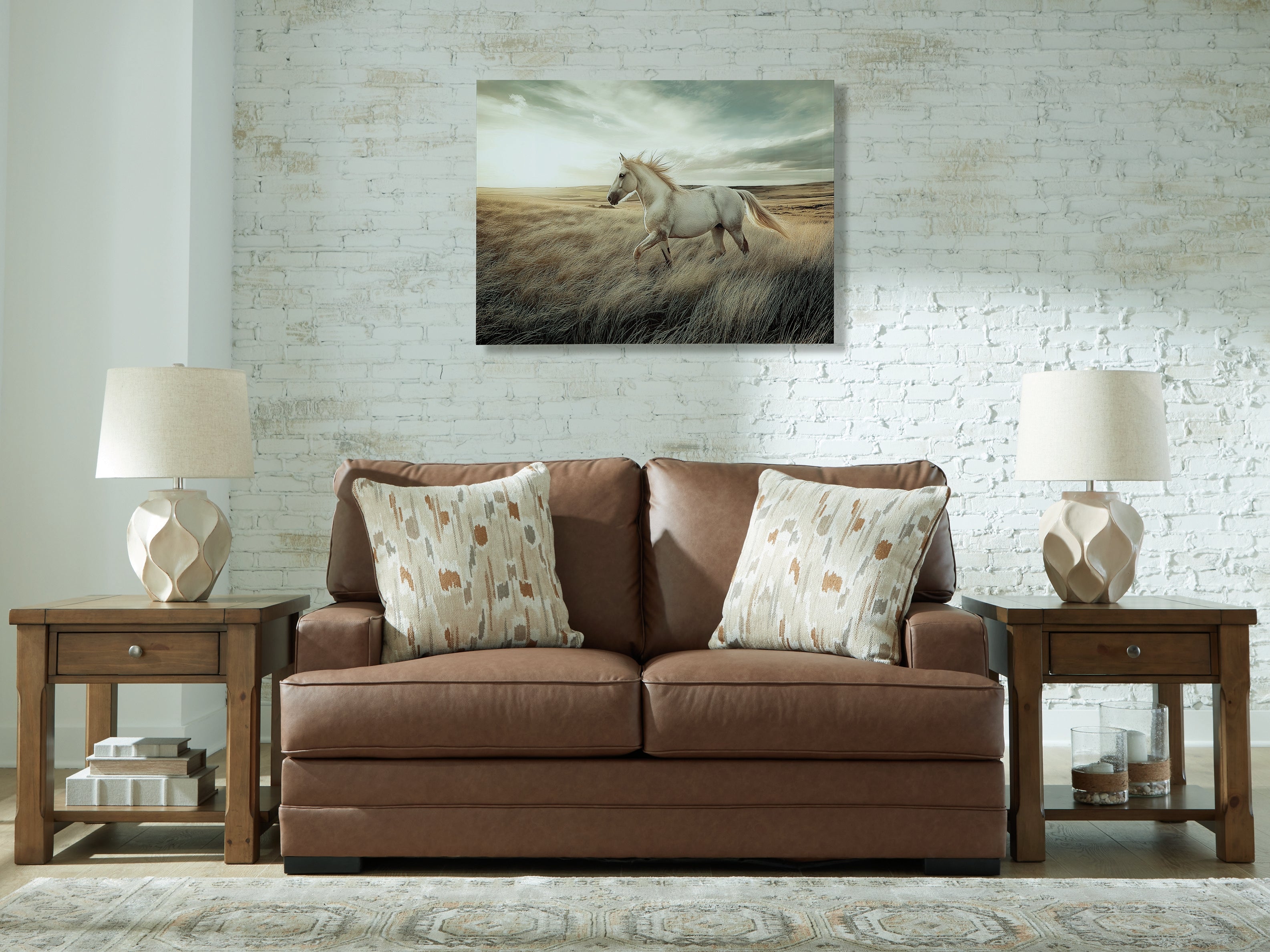 Warmstead Furniture - Ashley Furniture - VillaCourt Living Room - Loveseat / Caramel - 7490935