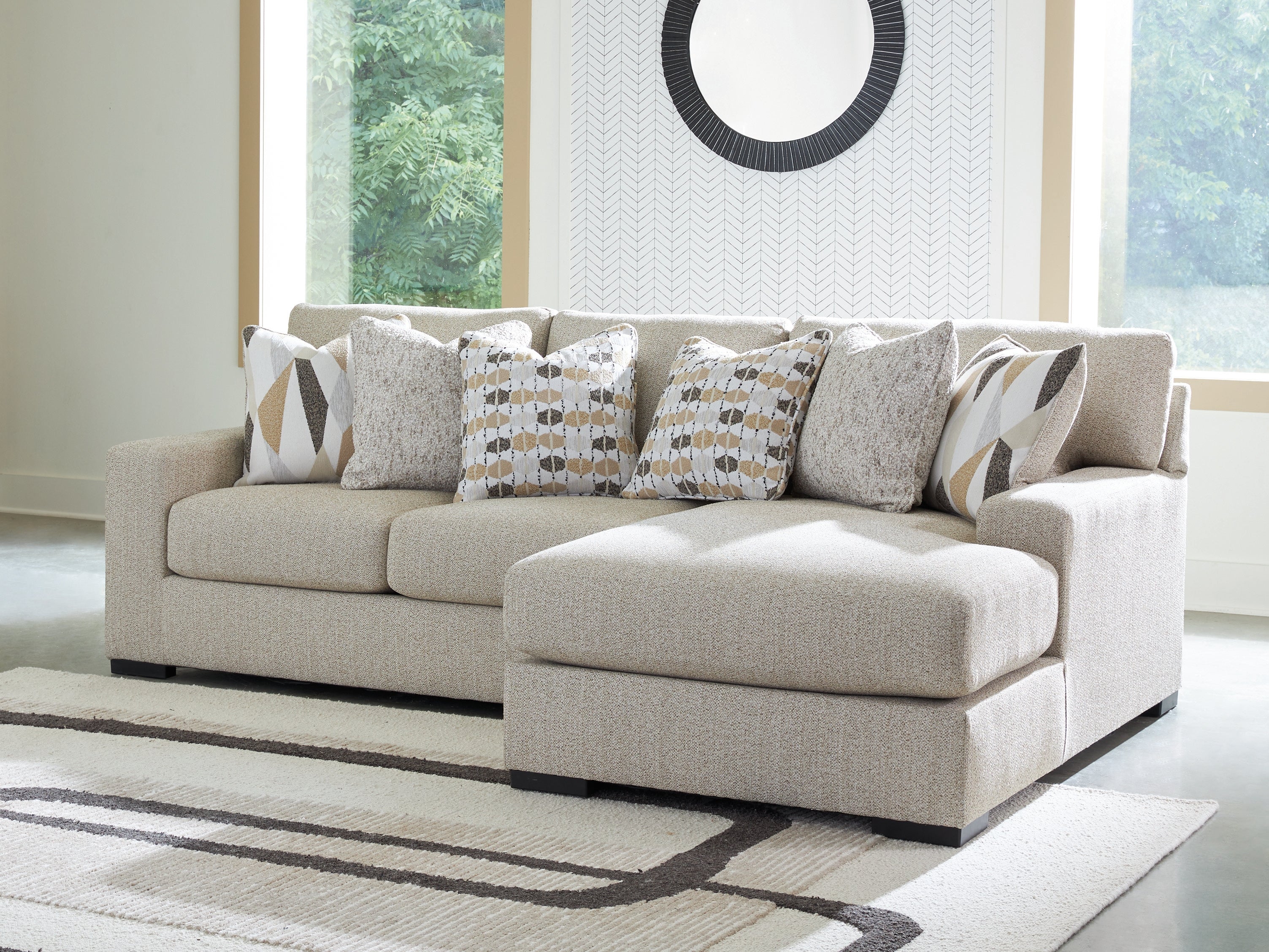 Warmstead Furniture - Ashley Furniture - Laurelgrove Sectional - RAF 2-Piece Sectional Sofa Chaise / Pebble - 75105S3
