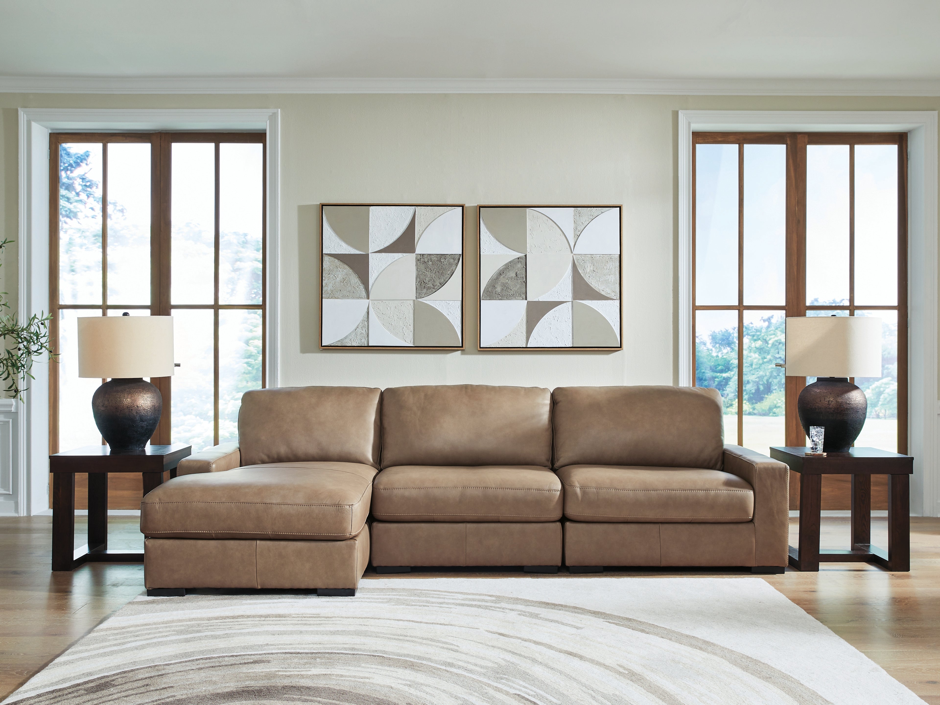 Warmstead Furniture - Ashley Furniture - Veronella Sectional - RAF 3-Piece Sectional with Chaise / Sahara - 76106S5