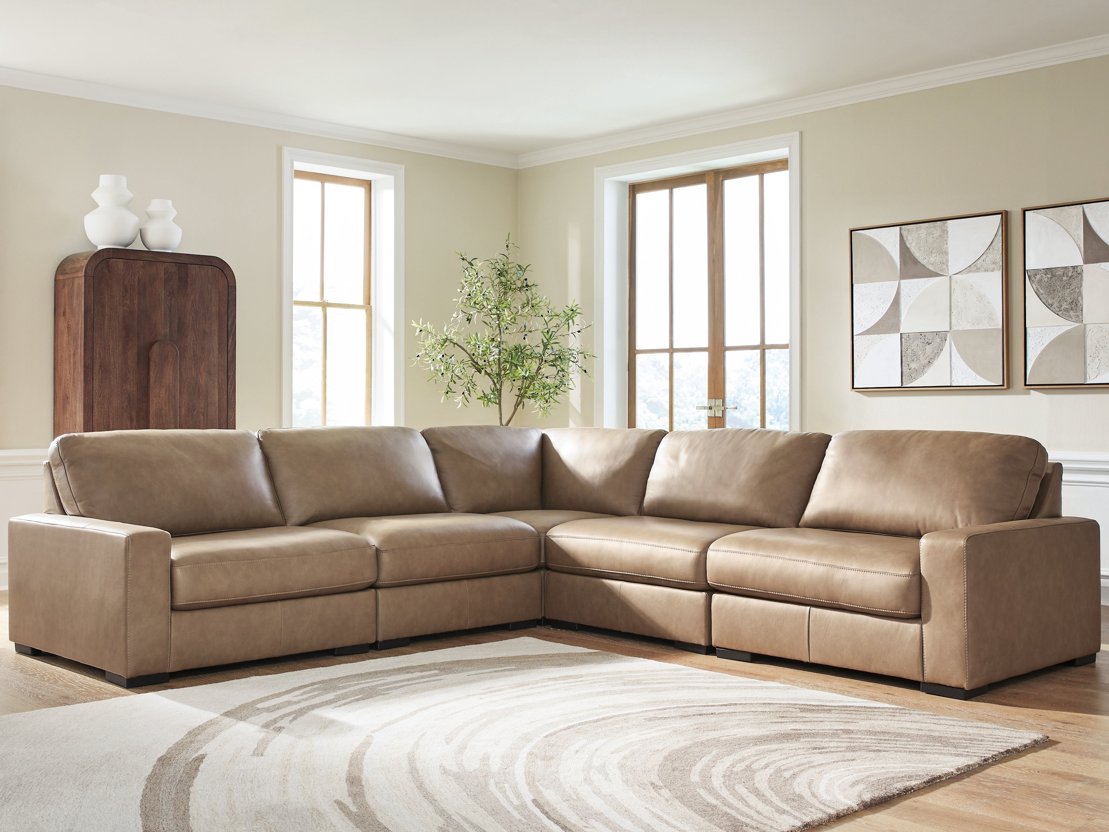 Warmstead Furniture - Ashley Furniture - Veronella Sectional - RAF 5-Piece Sectional / Sahara - 76106S17