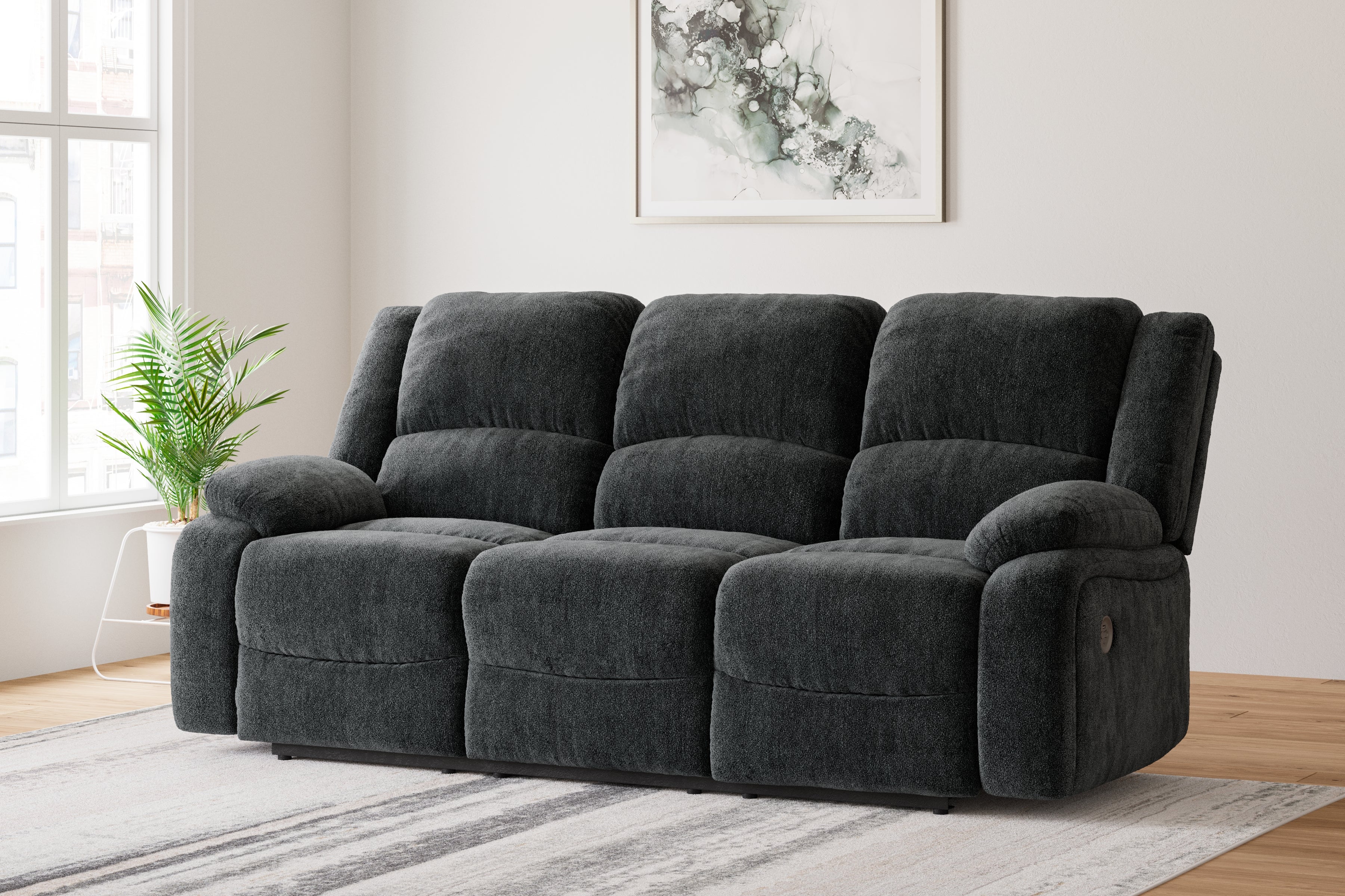 Warmstead Furniture - Ashley Furniture - Draycoll Living Room - Reclining Power Sofa / Slate - 7650487